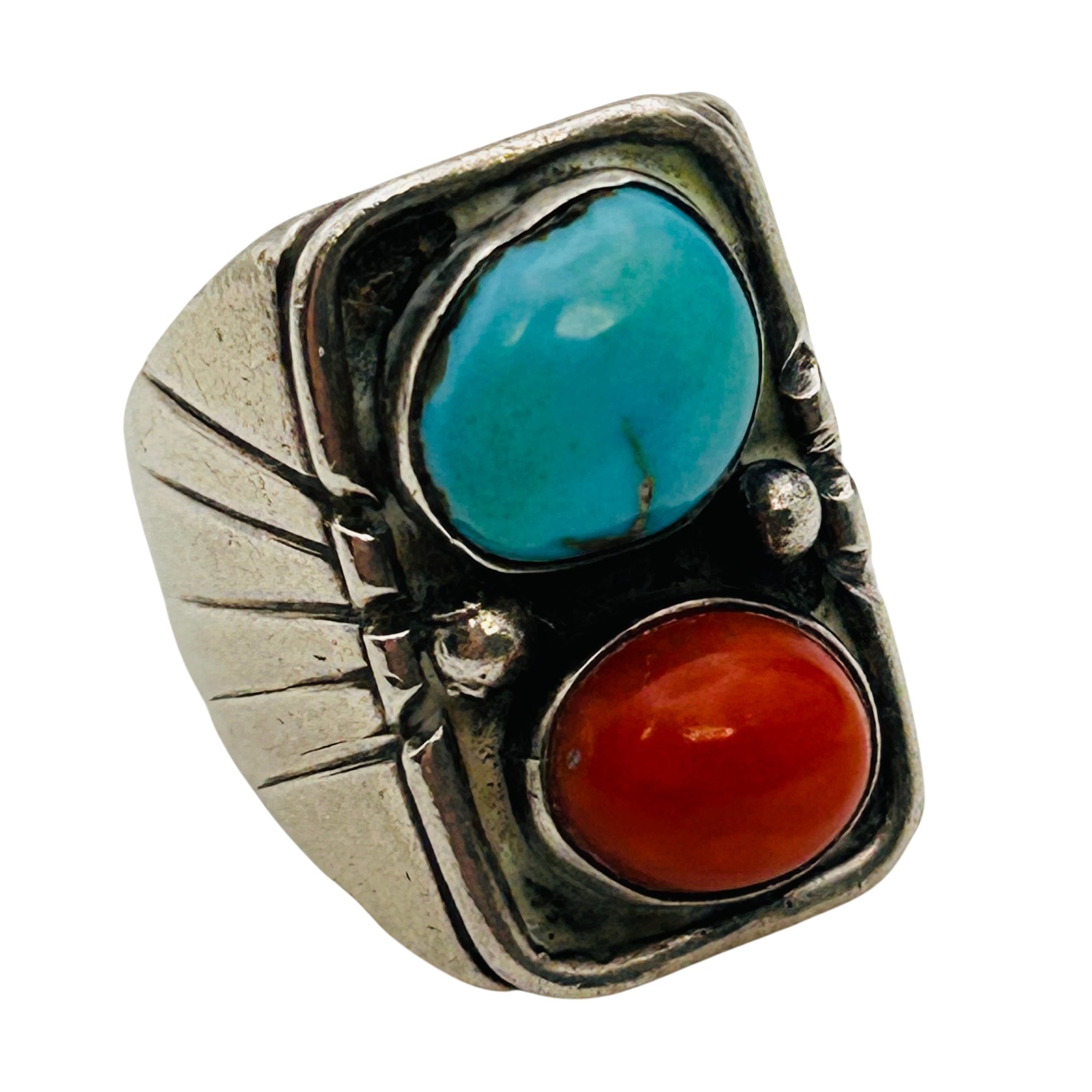 Signed Navajo Sterling Multigem Ring Sz 8