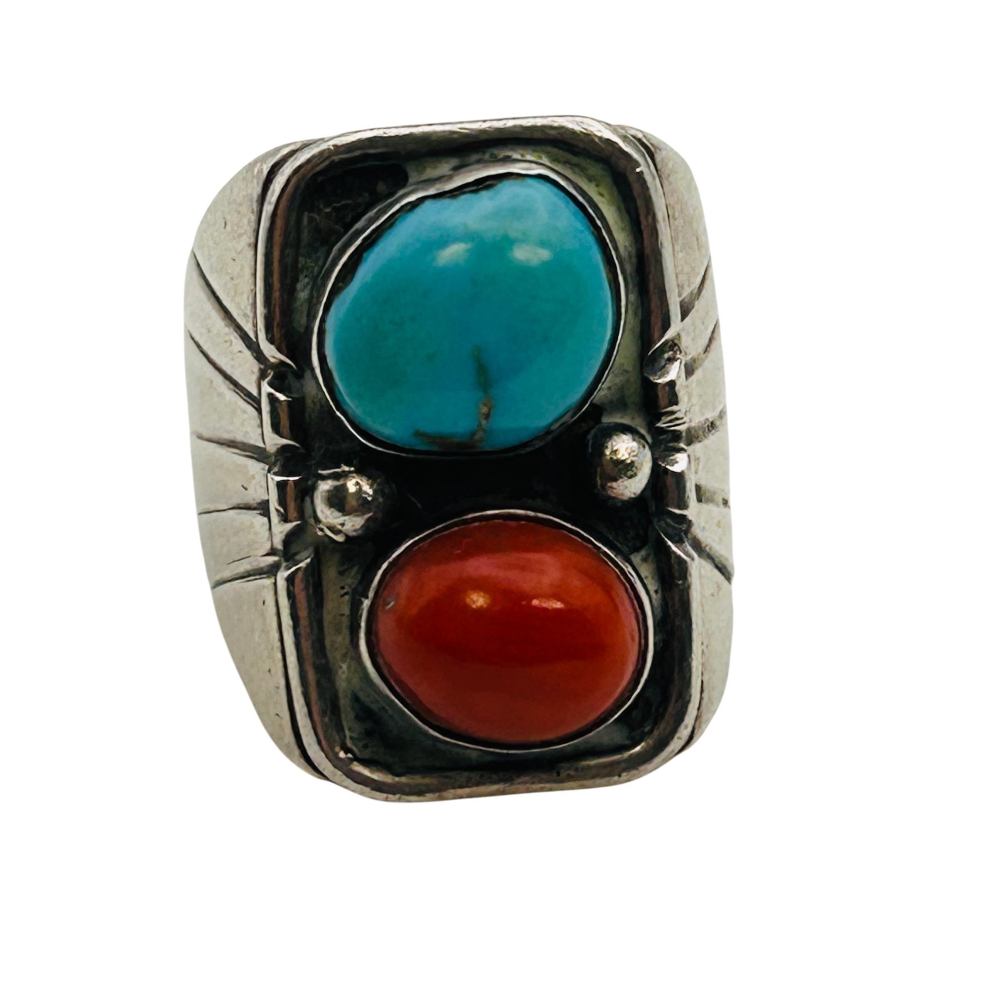 Signed Navajo Sterling Multigem Ring Sz 8