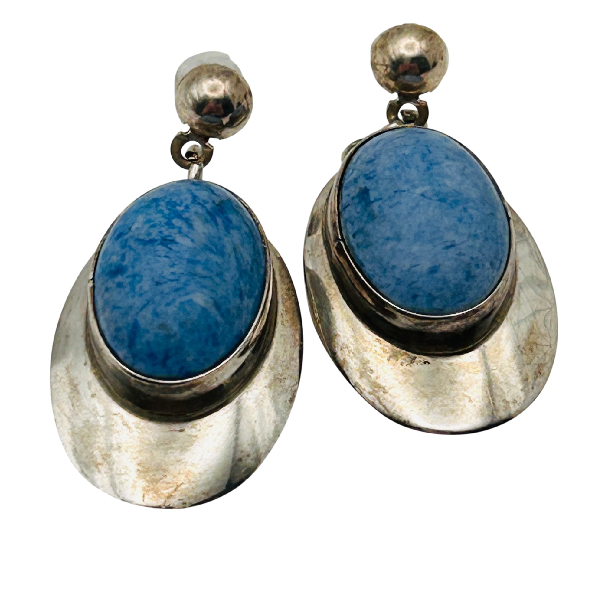 Navajo Sterling Denim Lapis Lazuli Earrings