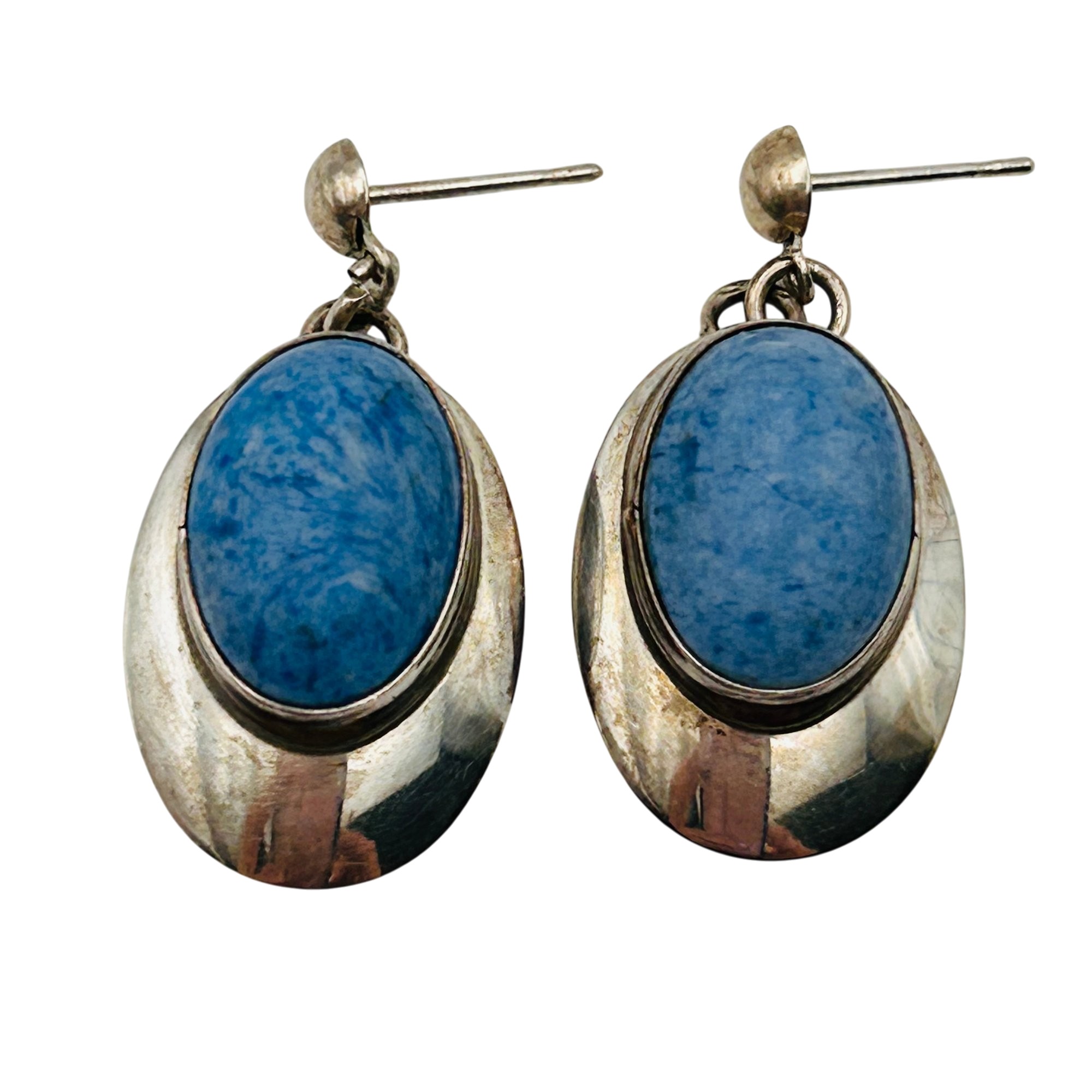 Navajo Sterling Denim Lapis Lazuli Earrings