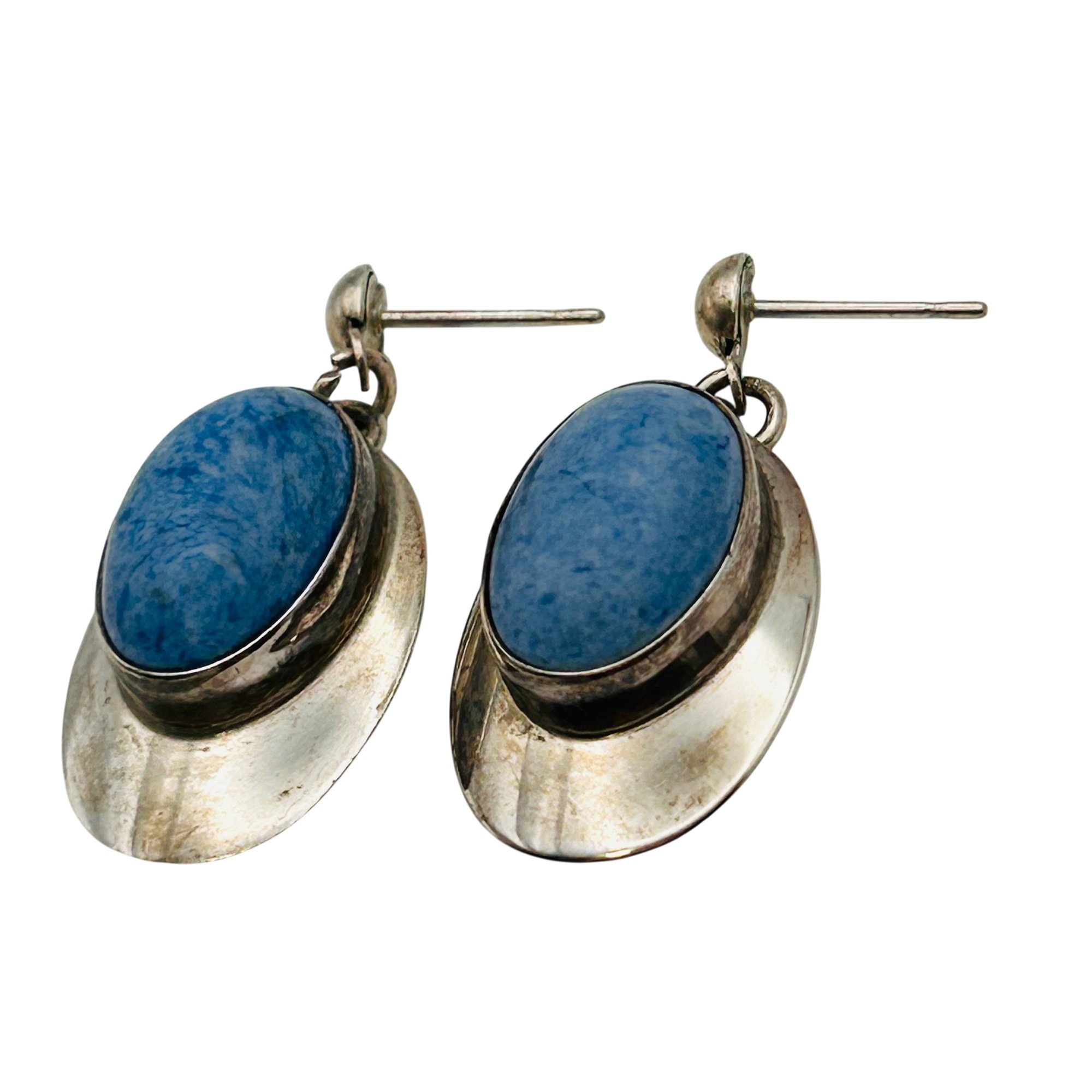Navajo Sterling Denim Lapis Lazuli Earrings