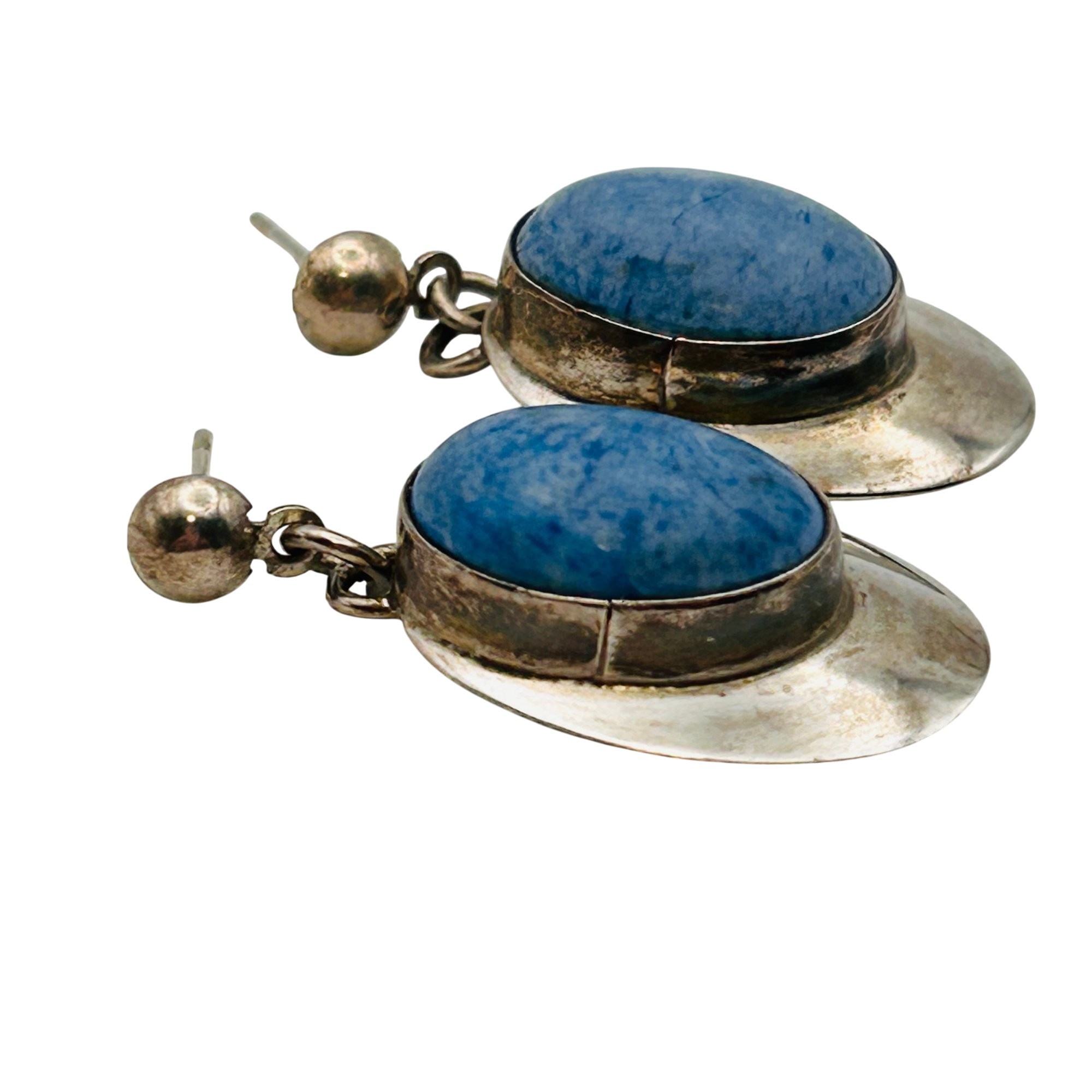 Navajo Sterling Denim Lapis Lazuli Earrings