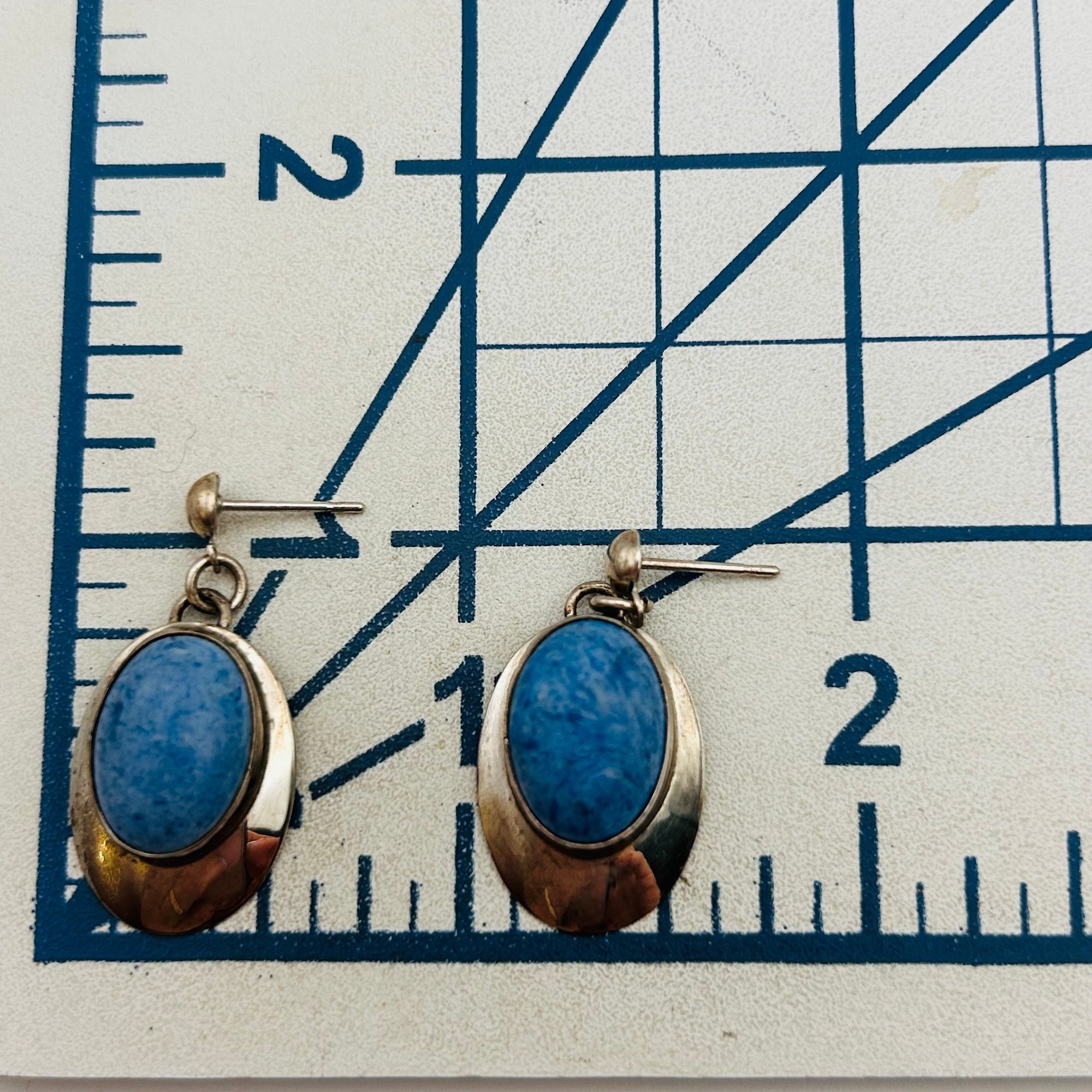 Navajo Sterling Denim Lapis Lazuli Earrings