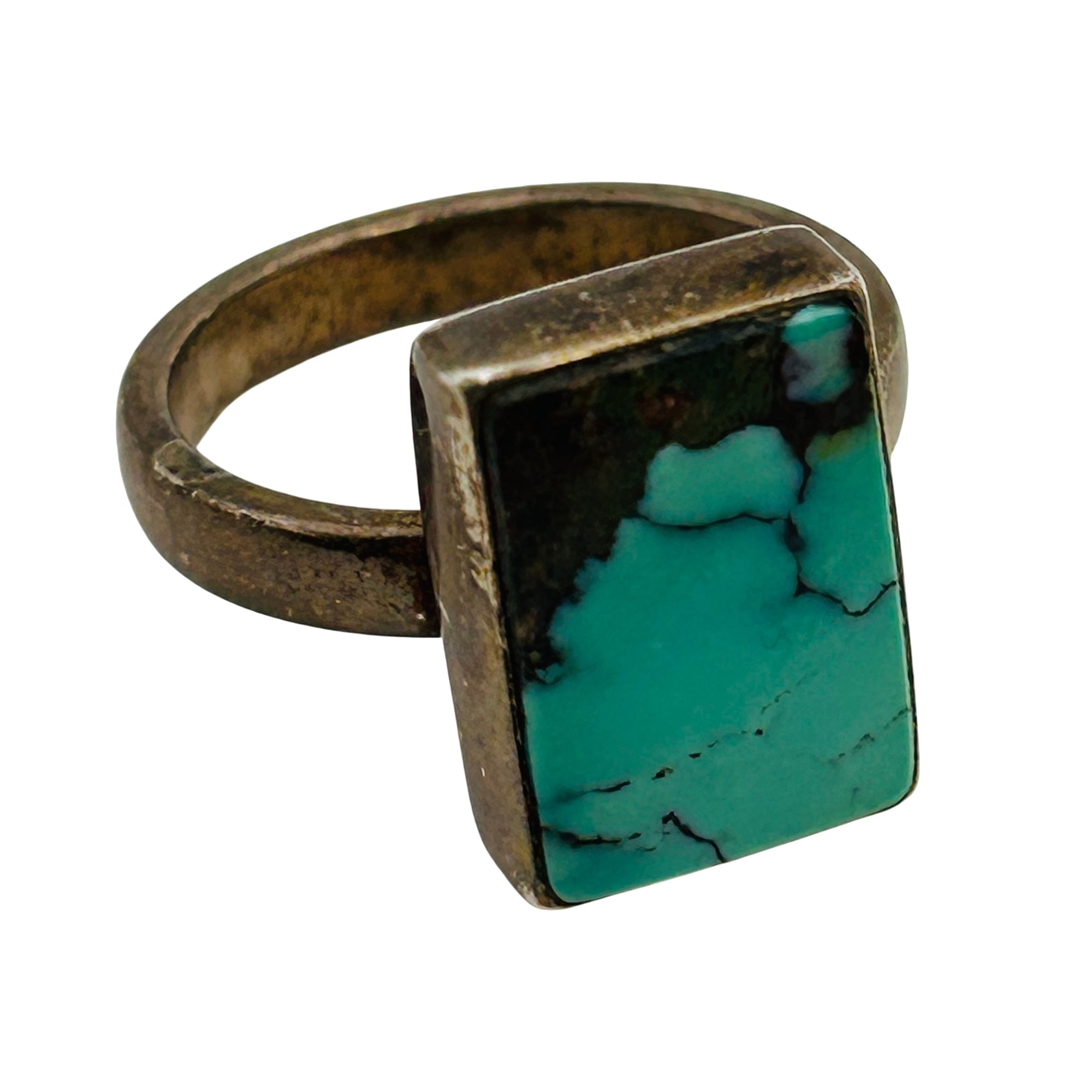 Signed Navajo Sterling Turquoise Ring Sz 5