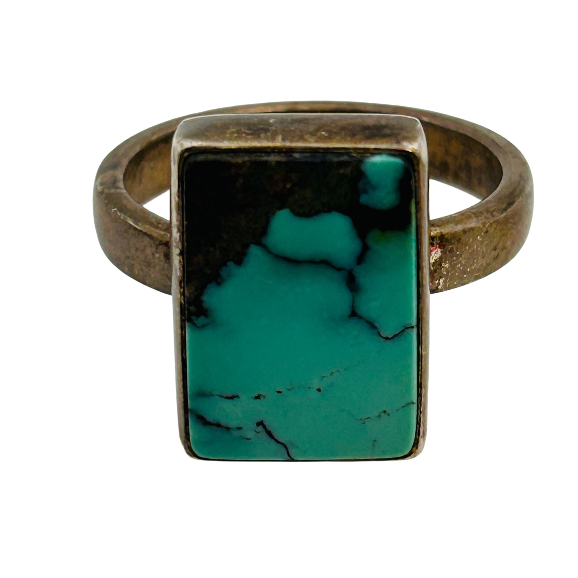 Signed Navajo Sterling Turquoise Ring Sz 5