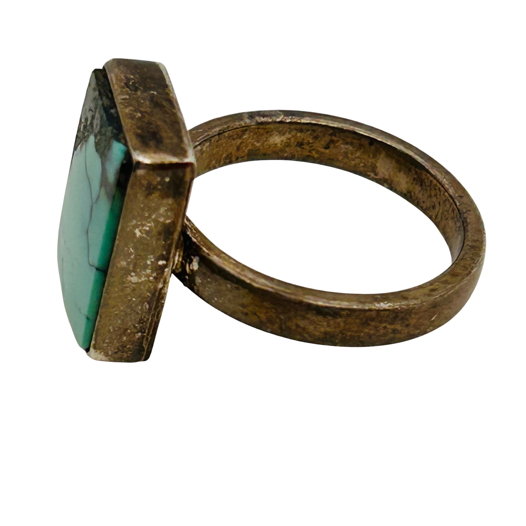 Signed Navajo Sterling Turquoise Ring Sz 5