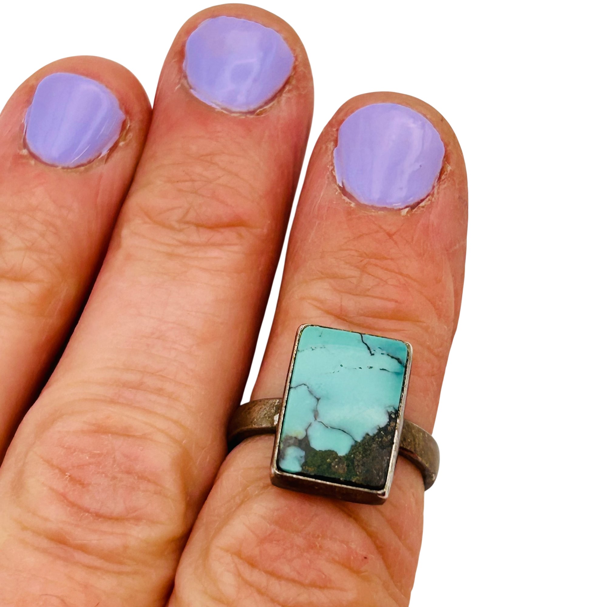 Signed Navajo Sterling Turquoise Ring Sz 5
