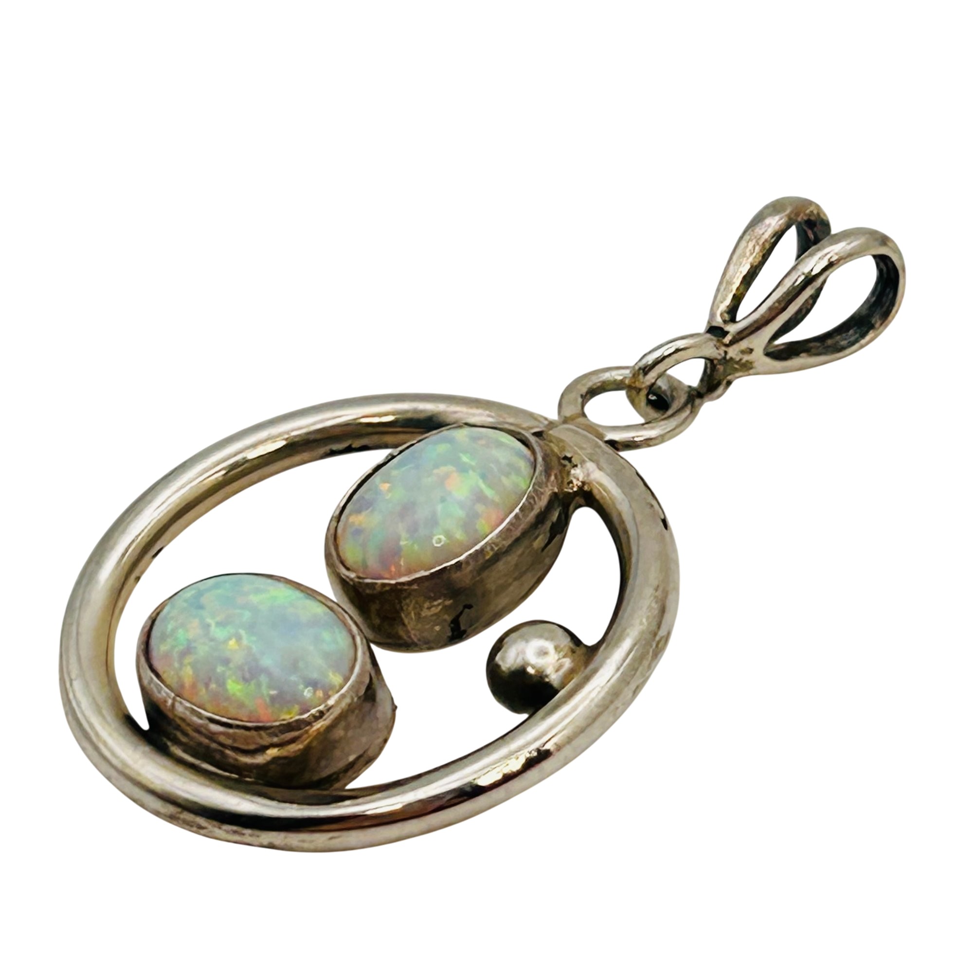 Southwest Sterling Opal Pendant