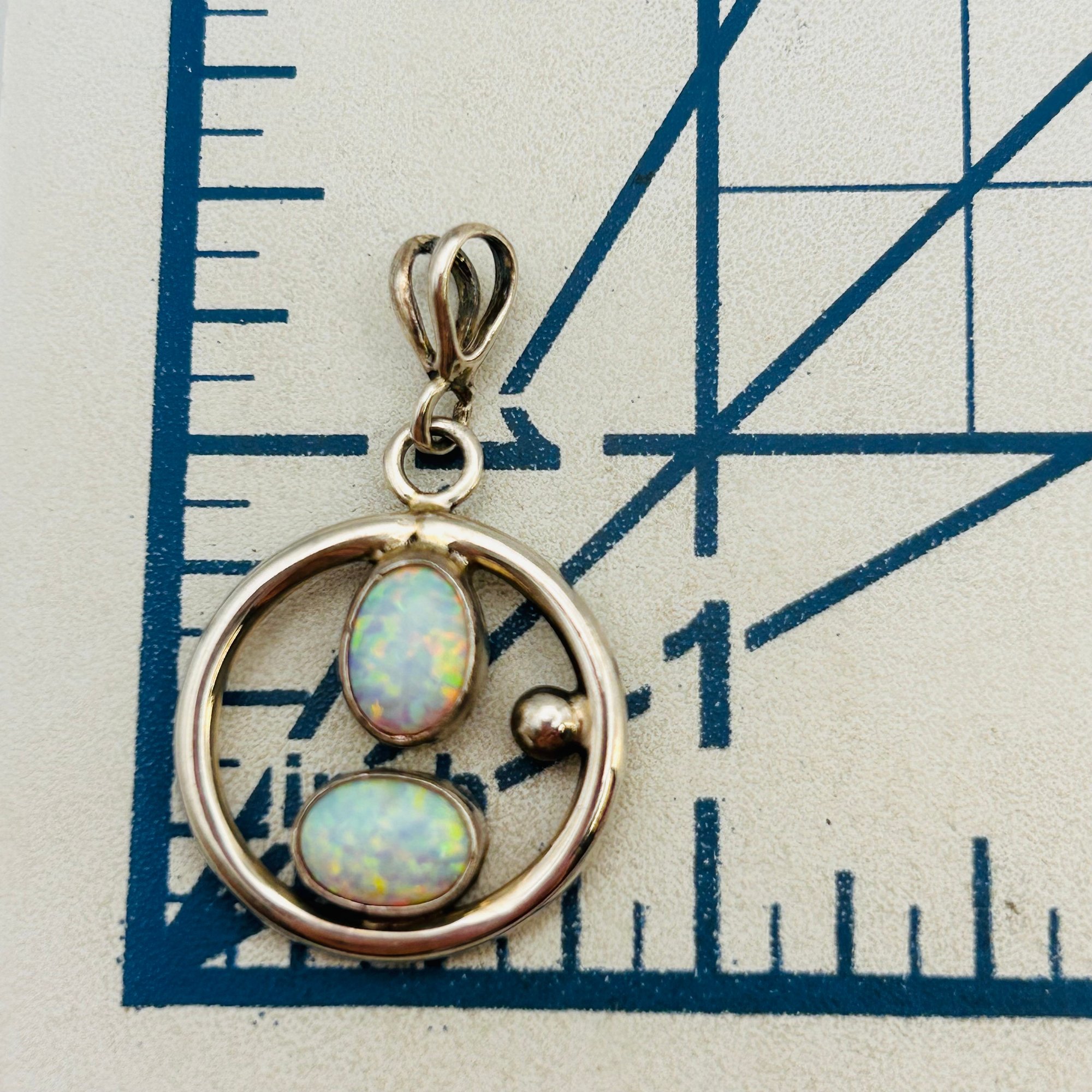 Southwest Sterling Opal Pendant