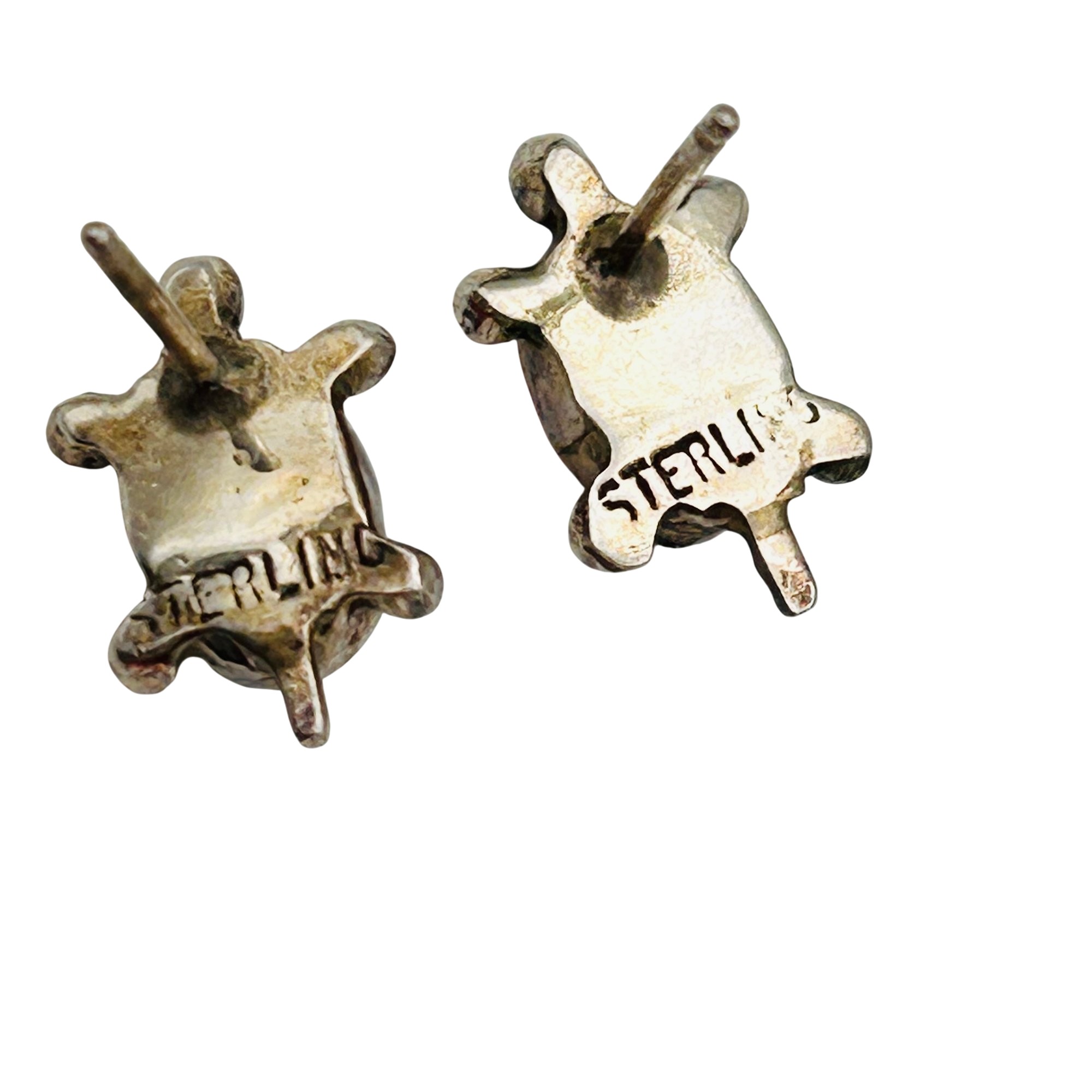 Zuni Sterling Inlay Stone Turtle Earrings
