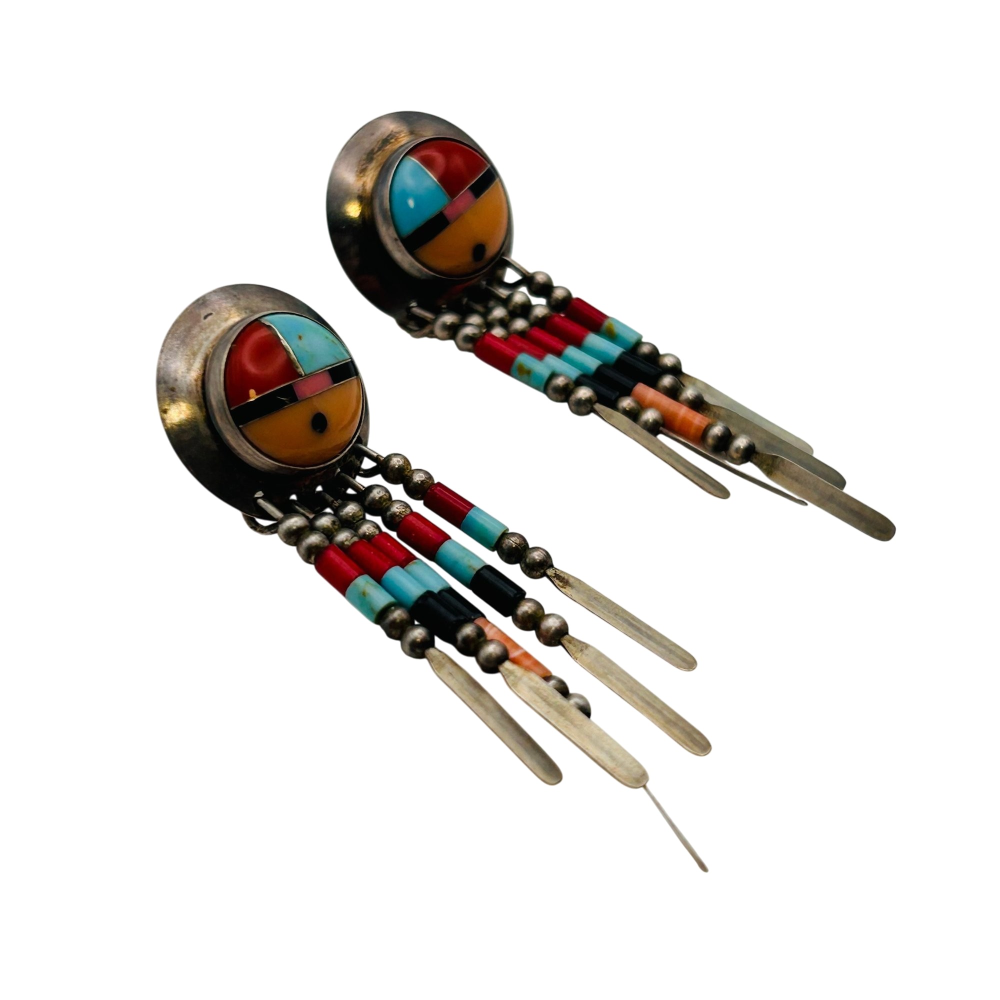 Quoc Trading Sterling Inlay Multi-Stone Earrings