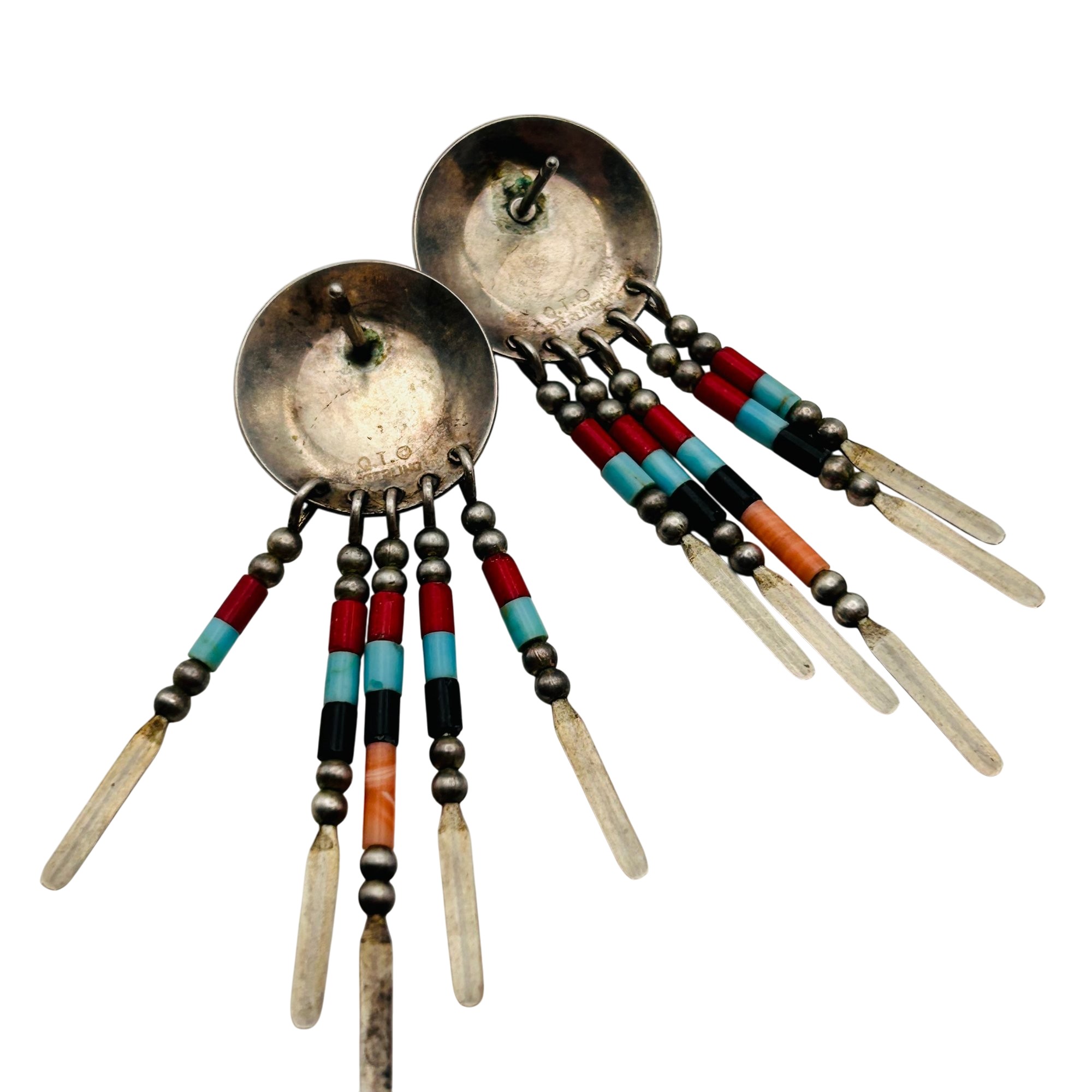 Quoc Trading Sterling Inlay Multi-Stone Earrings