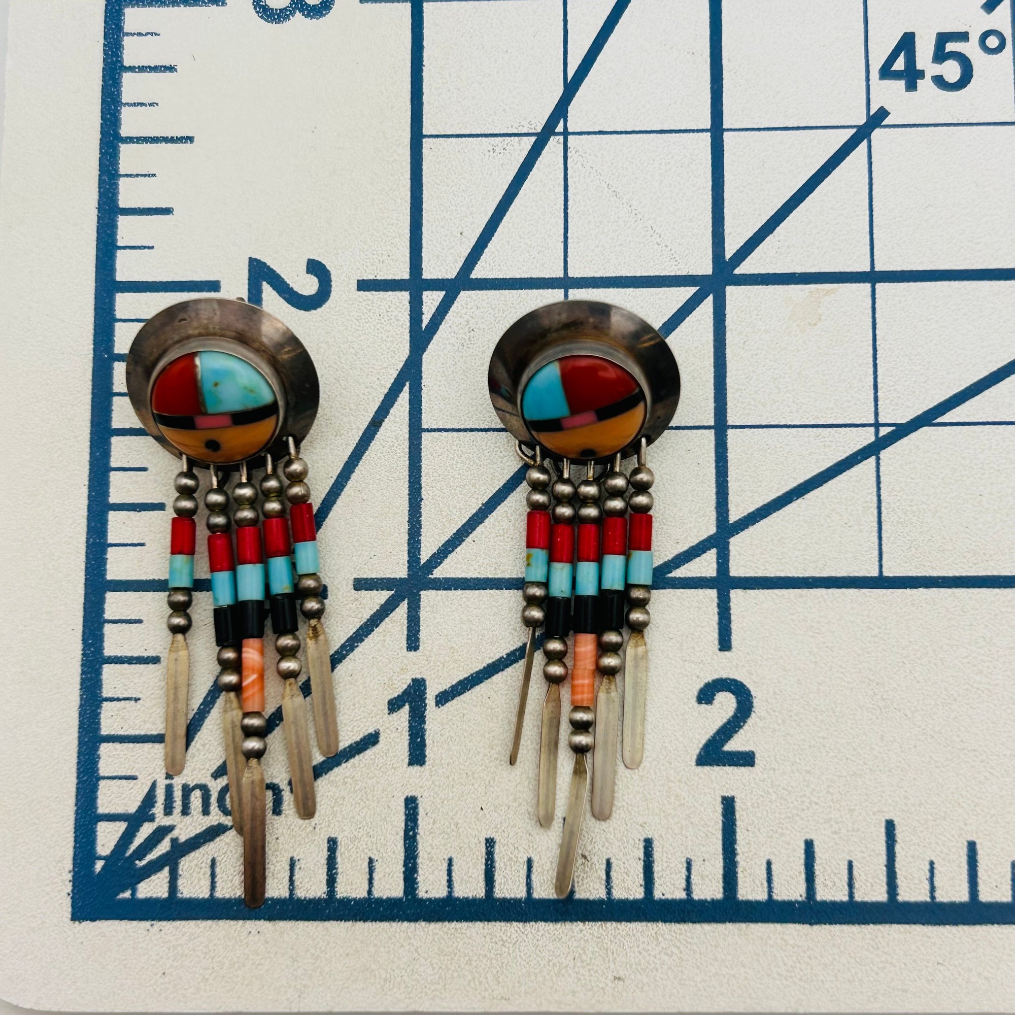 Quoc Trading Sterling Inlay Multi-Stone Earrings