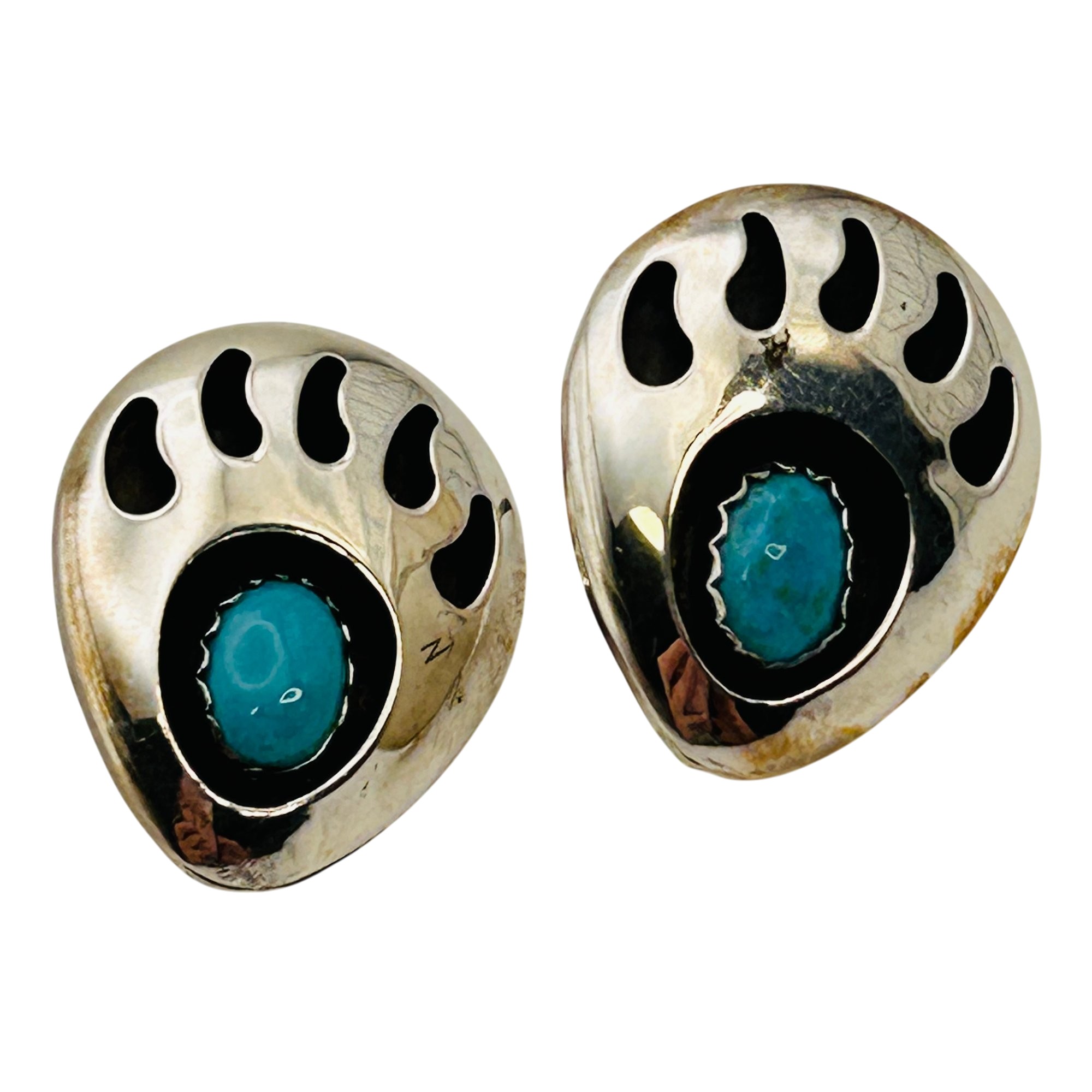 Verna Blackgoat Sterling Bear Claw Earrings