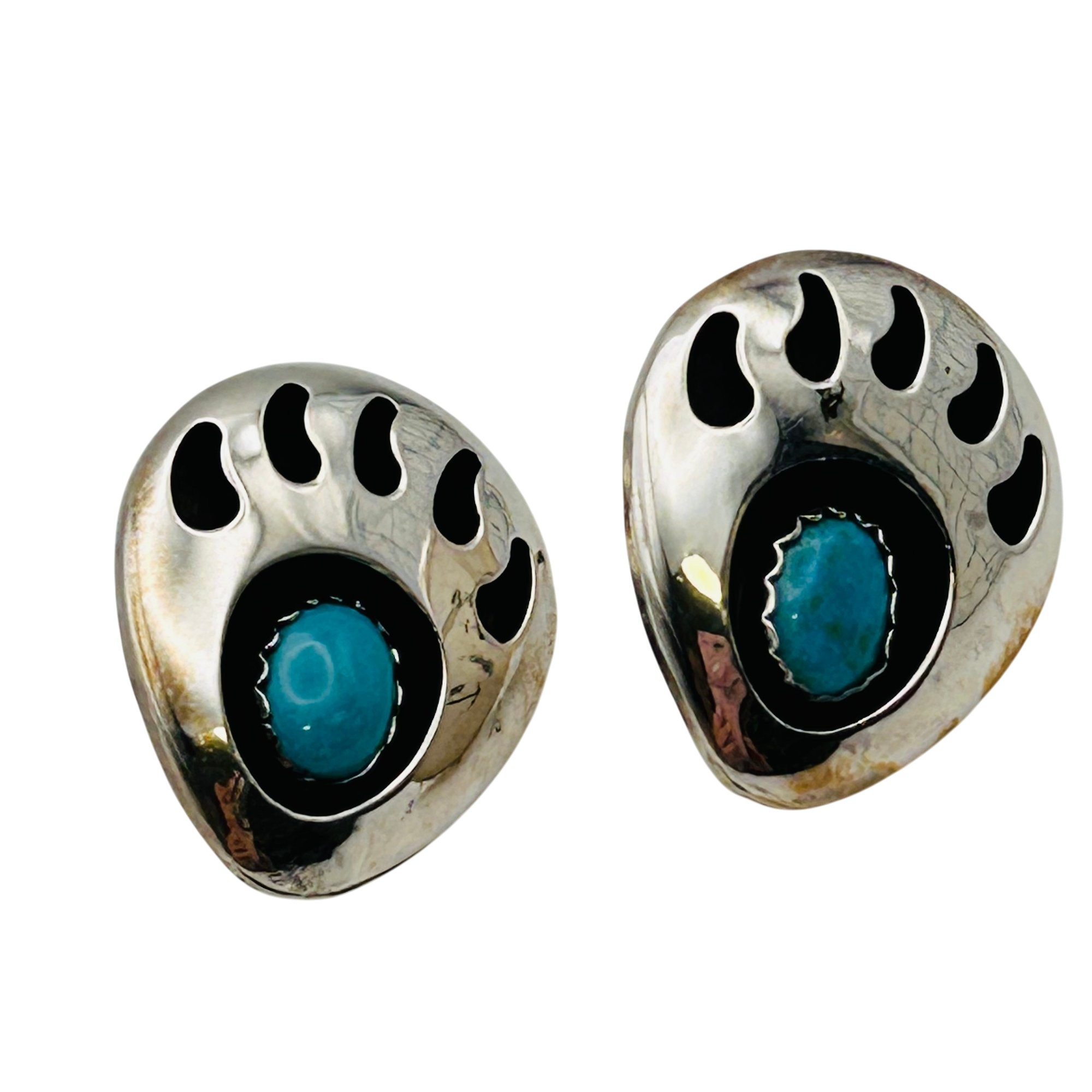 Verna Blackgoat Sterling Bear Claw Earrings