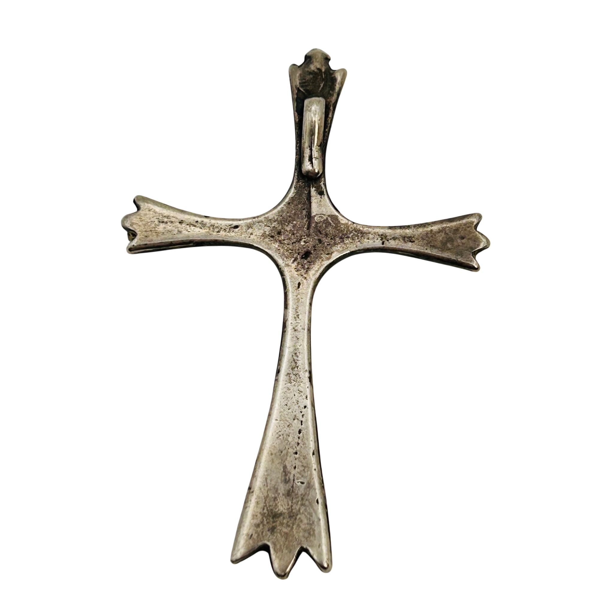 Southwest Sterling Inlay Stone Cross Pendant