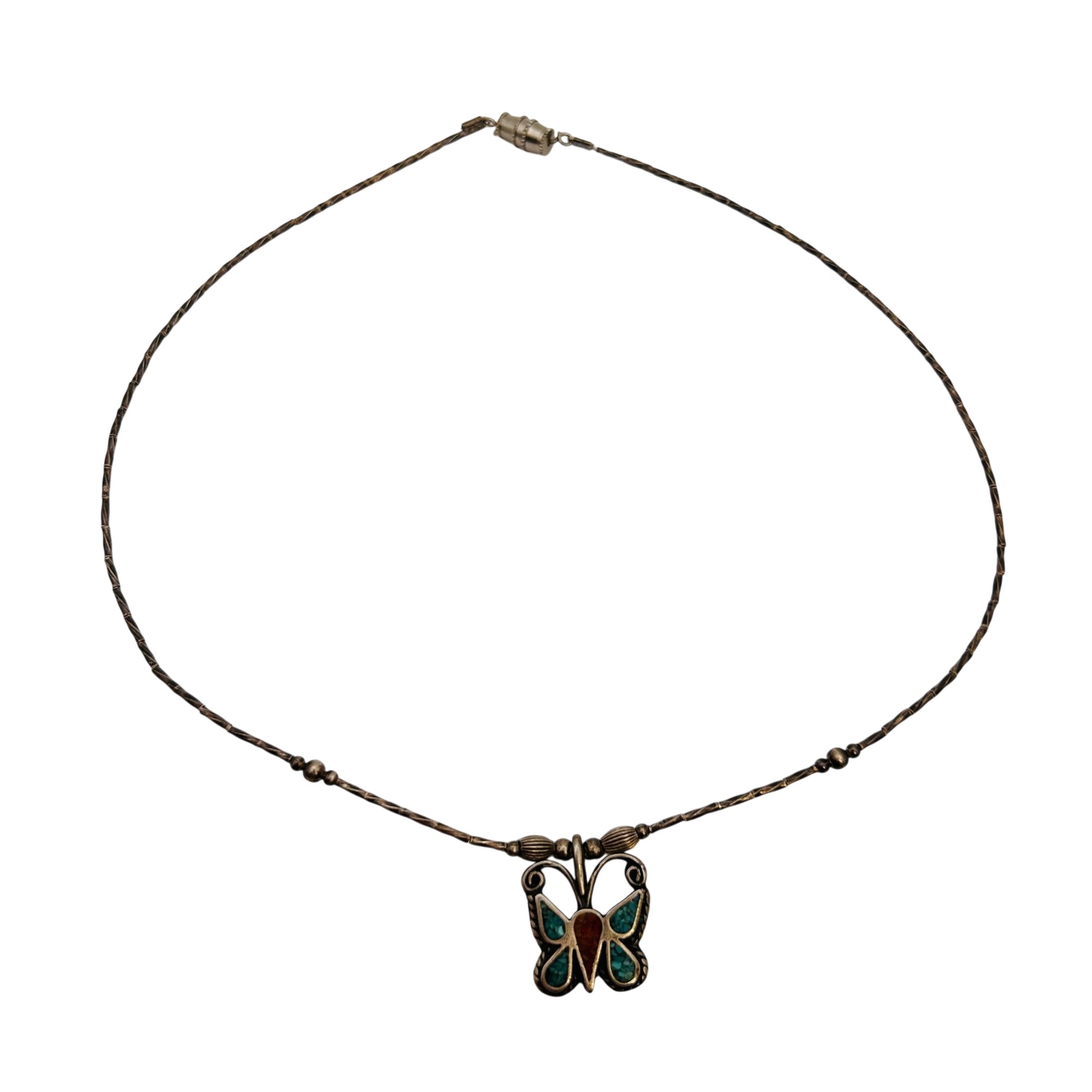 Southwest Sterling Butterfly Pendant Necklace