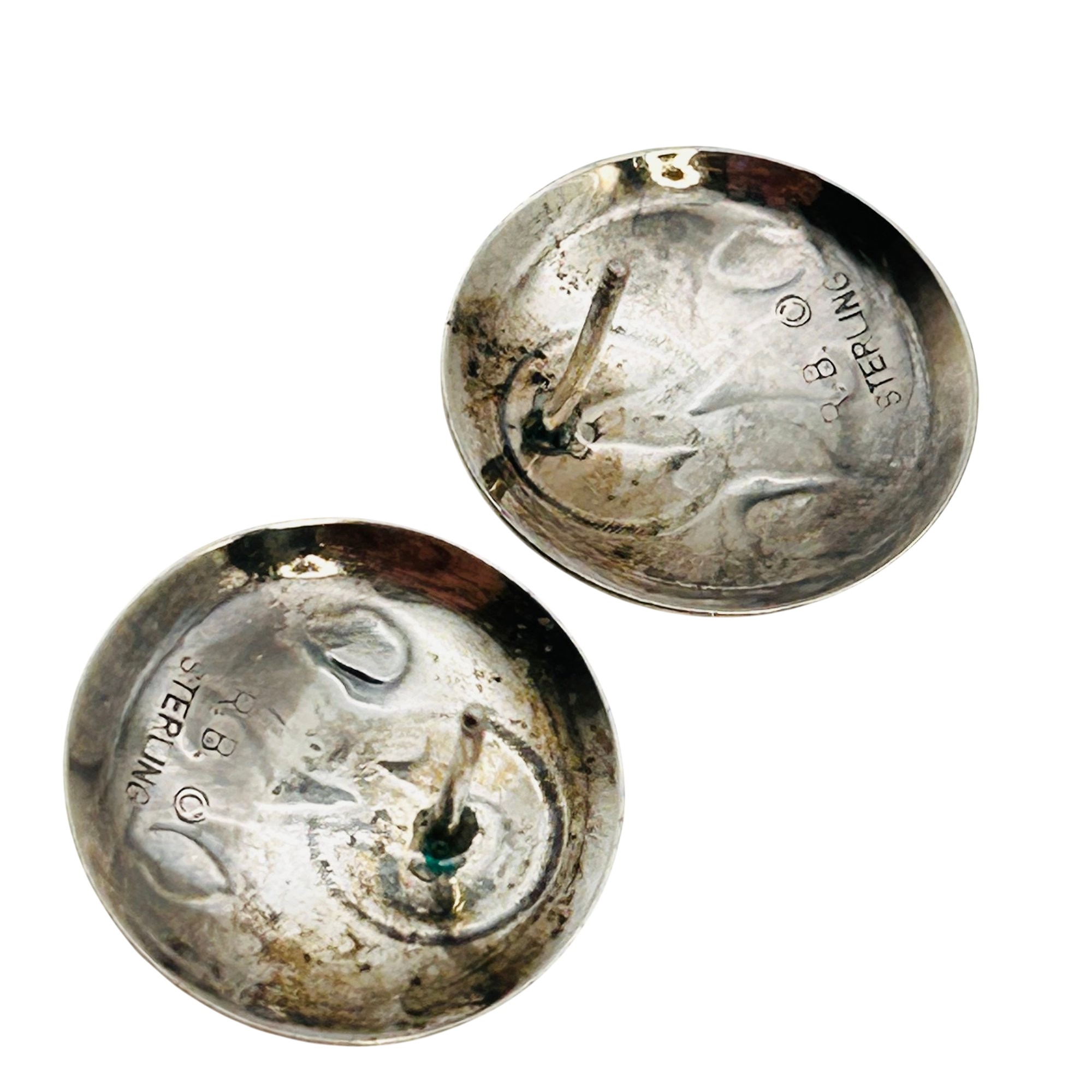 Signed Navajo Sterling Howling Wolf Earrings