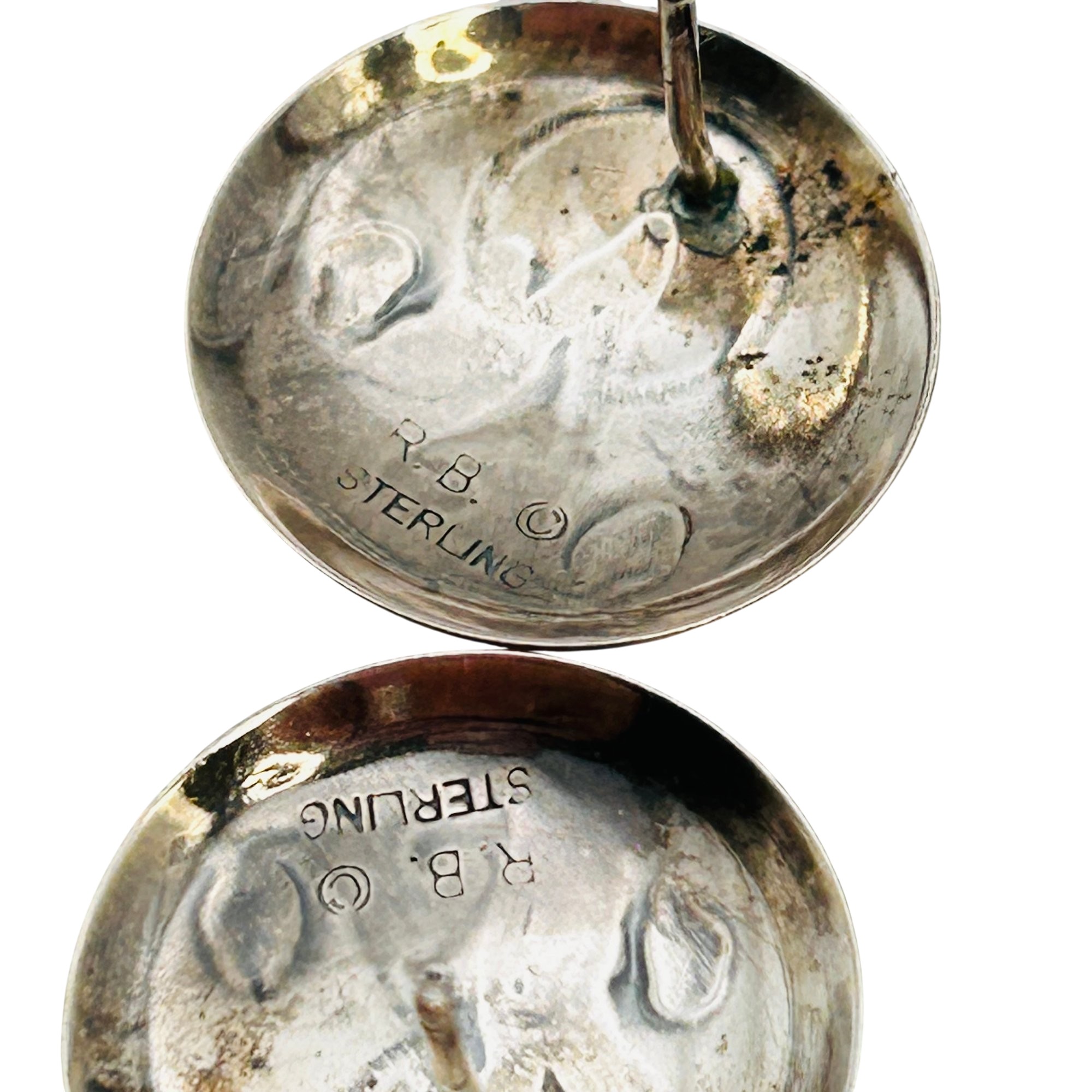 Signed Navajo Sterling Howling Wolf Earrings