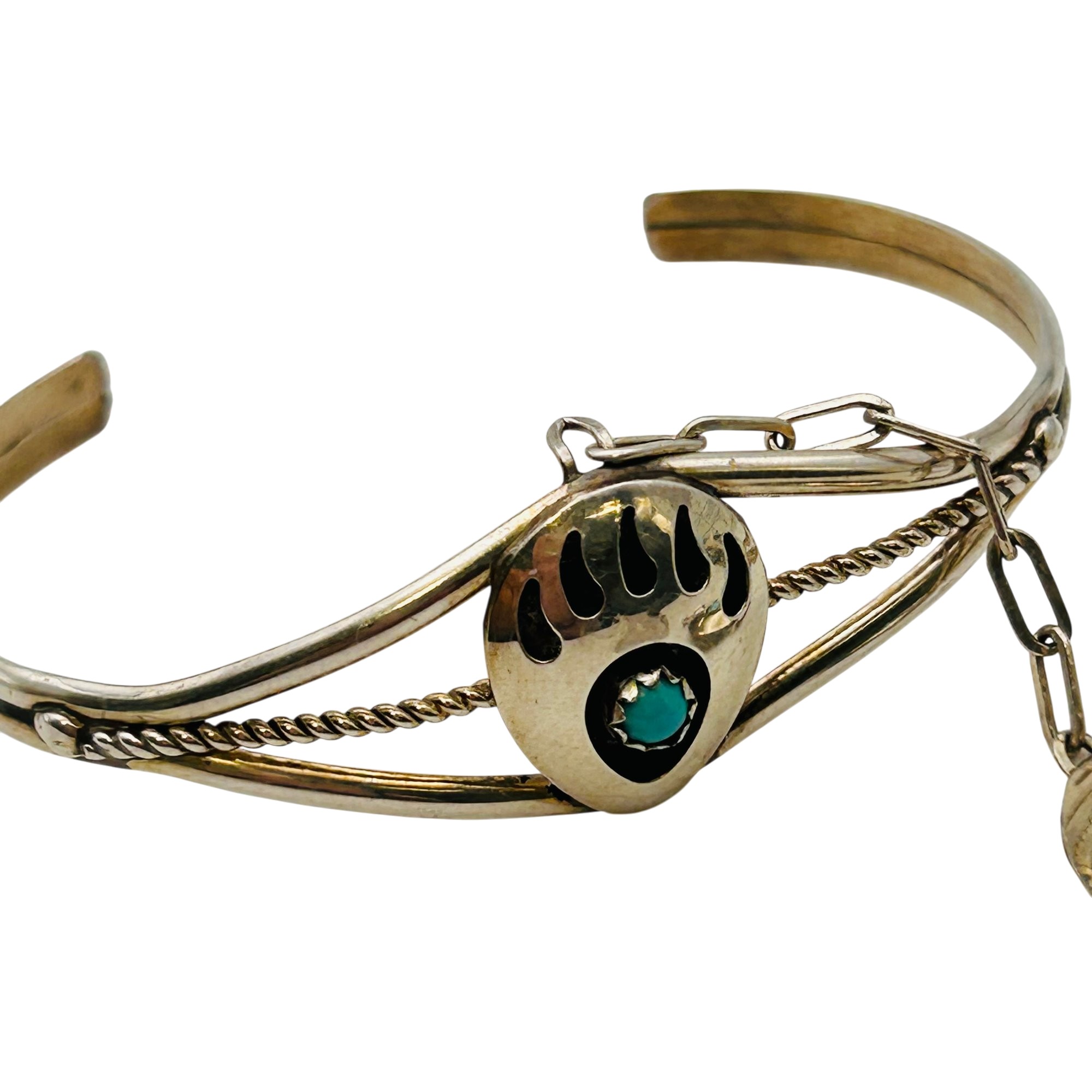 Navajo Sterling Bear Claw Slave Bracelet Sz 7