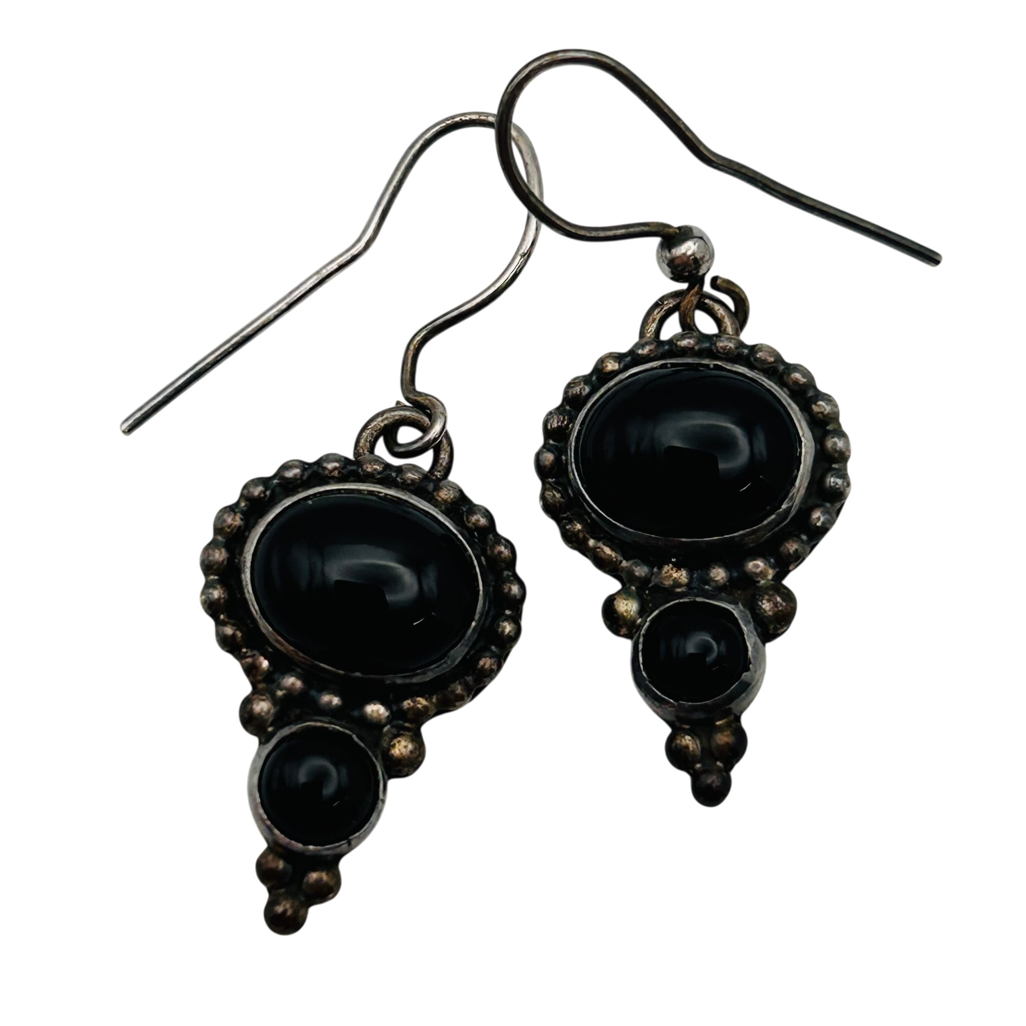 Evelyn Abeita Navajo Sterling Onyx Earrings