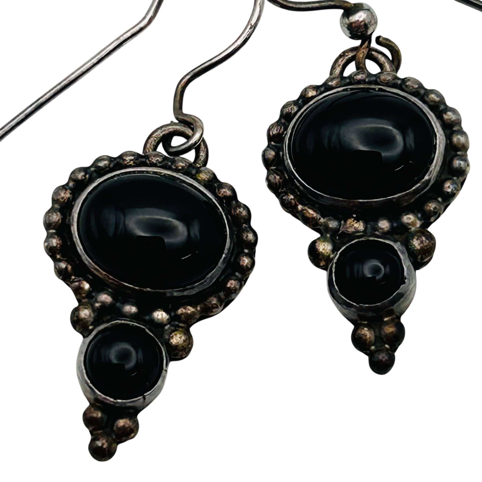 Evelyn Abeita Navajo Sterling Onyx Earrings