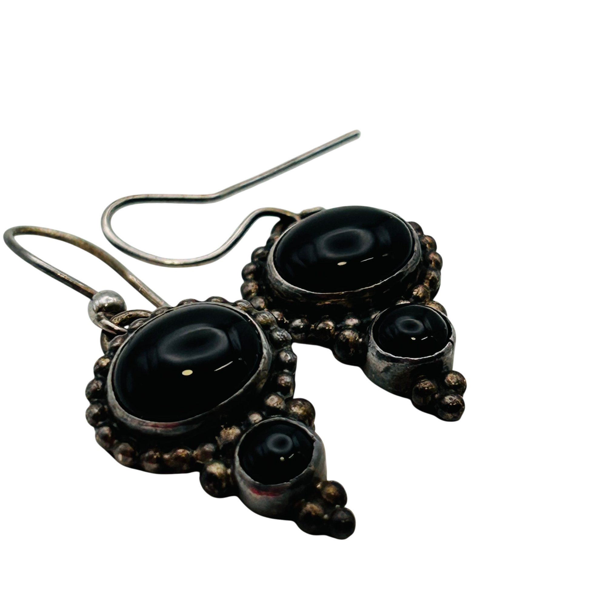 Evelyn Abeita Navajo Sterling Onyx Earrings
