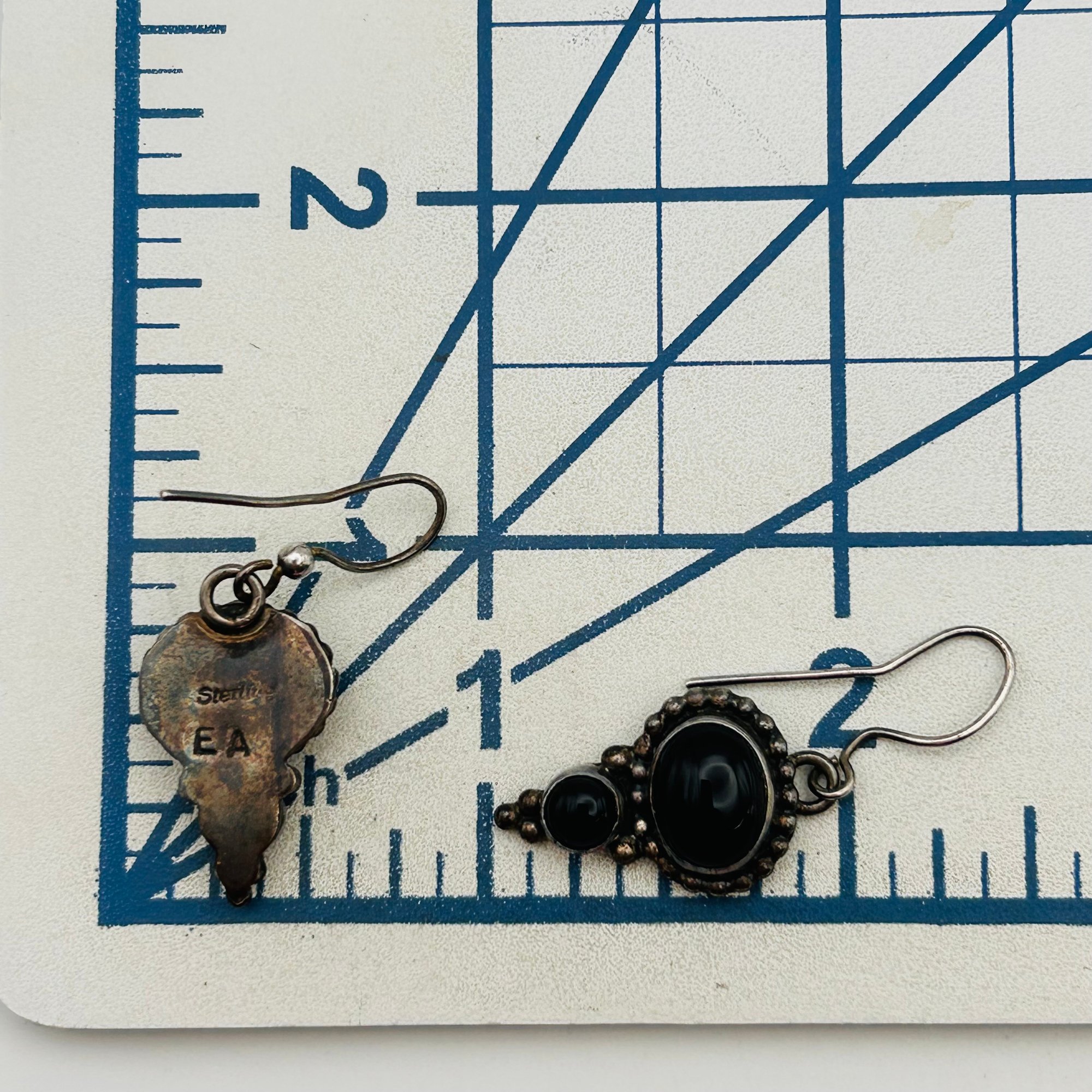 Evelyn Abeita Navajo Sterling Onyx Earrings