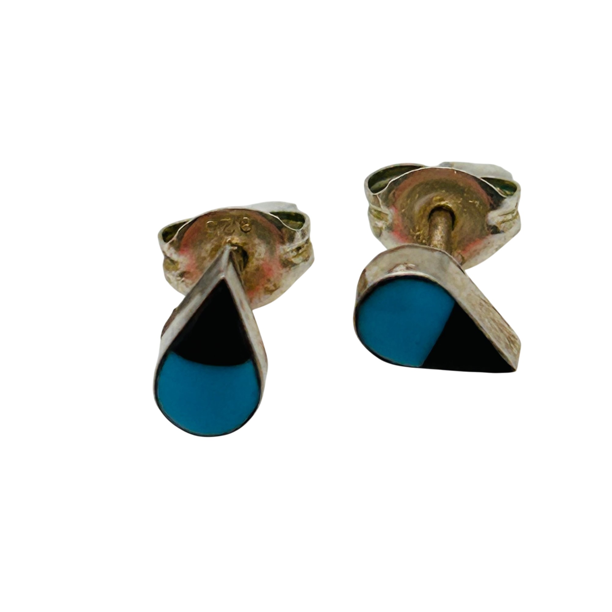 Southwest Sterling Turquoise And Onyx Earrings