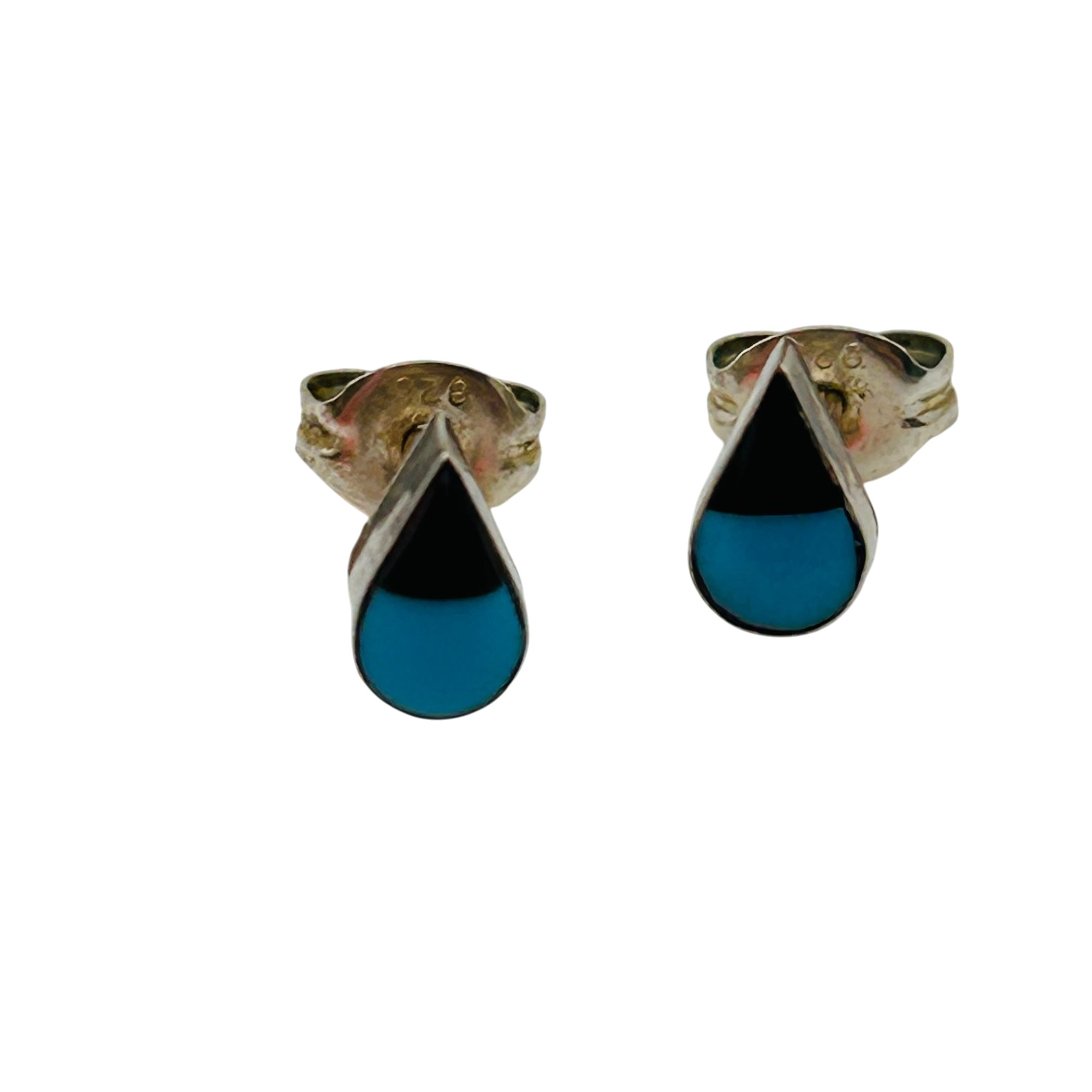 Southwest Sterling Turquoise And Onyx Earrings