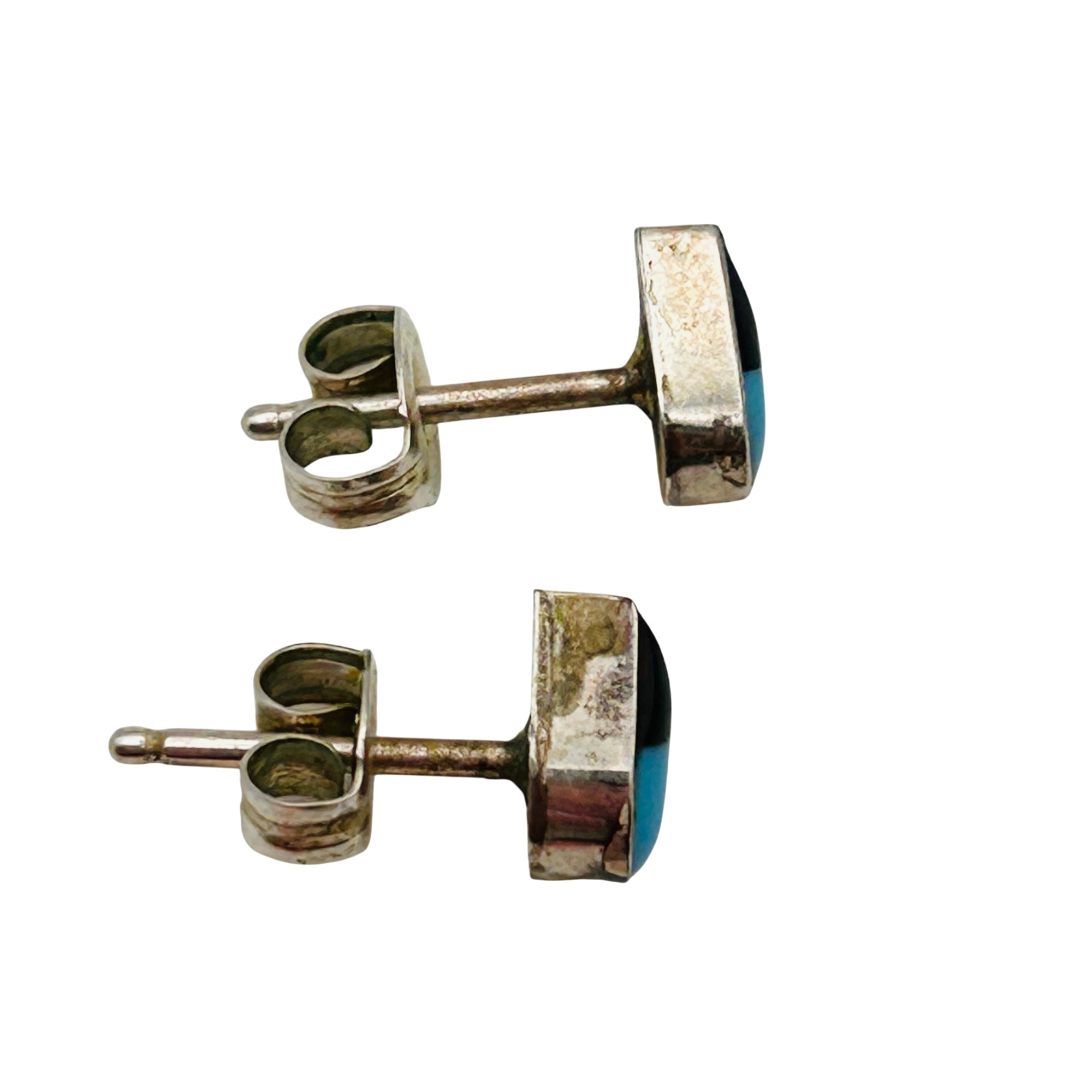 Southwest Sterling Turquoise And Onyx Earrings