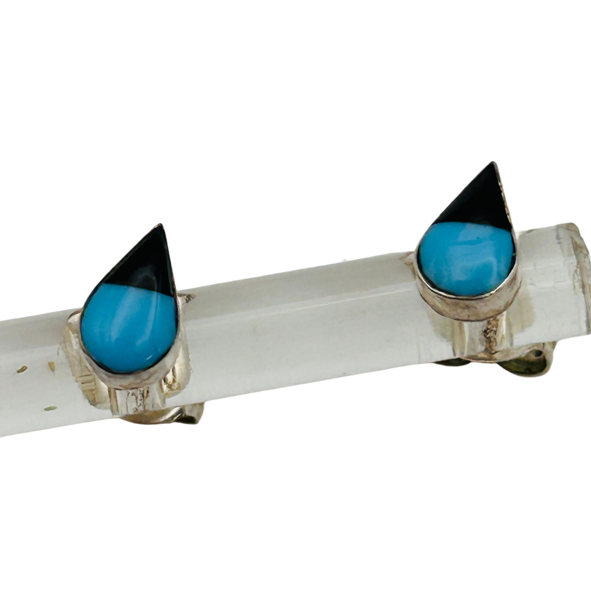 Southwest Sterling Turquoise And Onyx Earrings