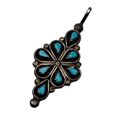 Zuni Sterling Petite Point Turquoise Pendant. Zuni sterling petite point turquoise pendant 1.8g
