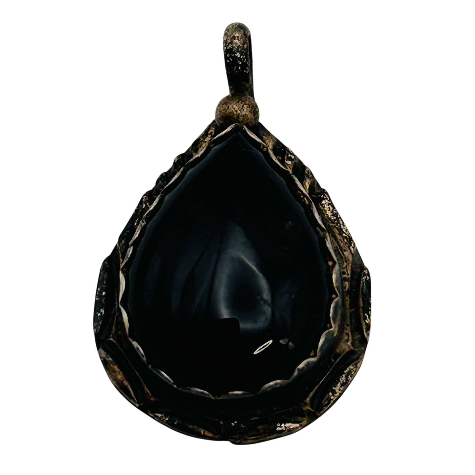 Signed Vintage Navajo Sterling Onyx Pendant