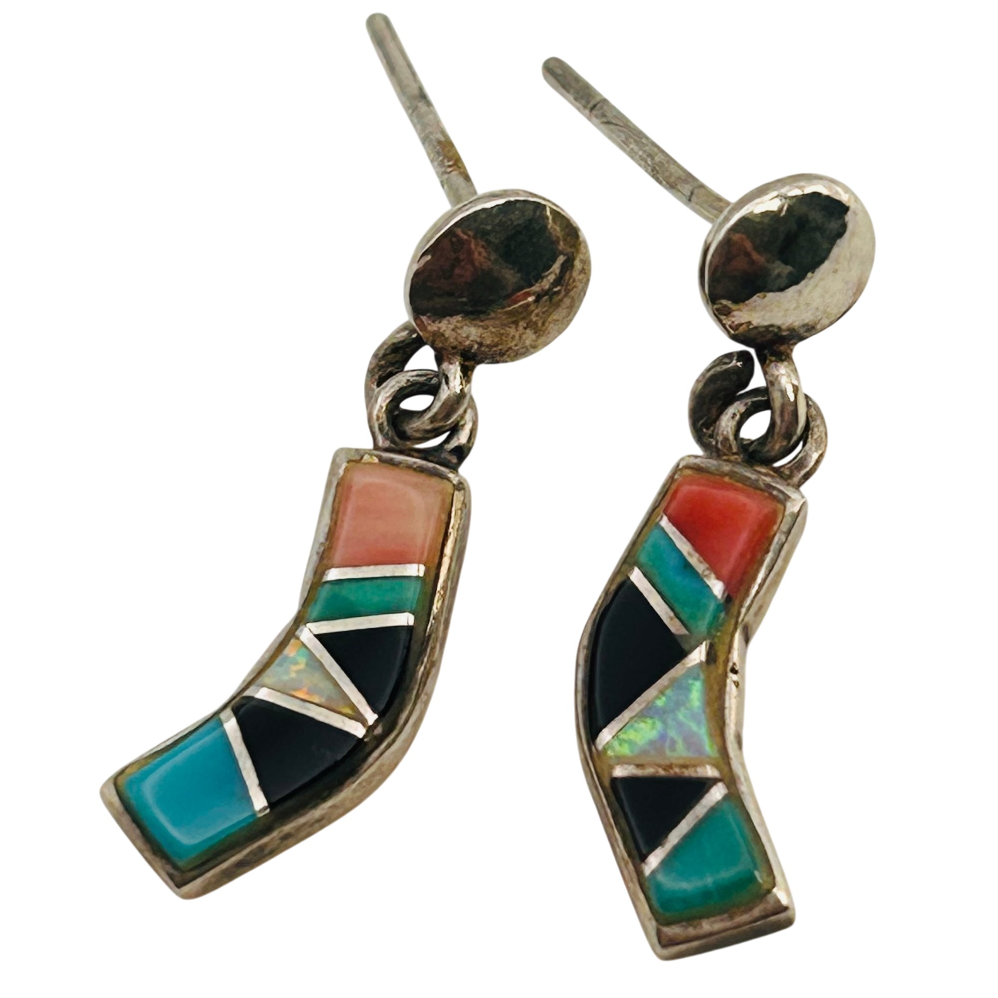 Vintage Southwest Inlay Multi-Stone Earrings