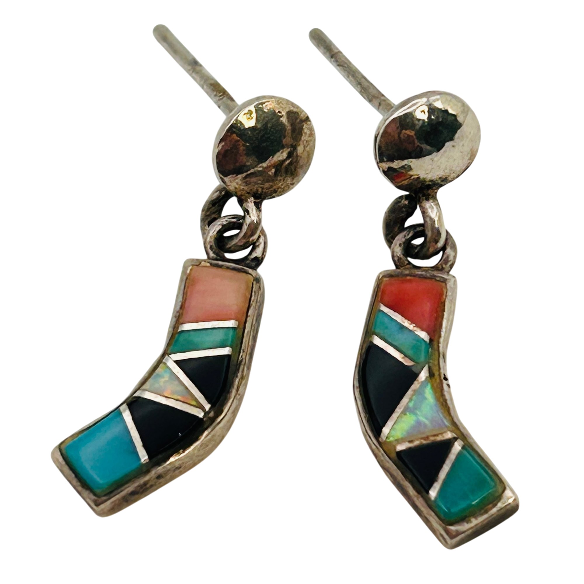 Vintage Southwest Inlay Multi-Stone Earrings
