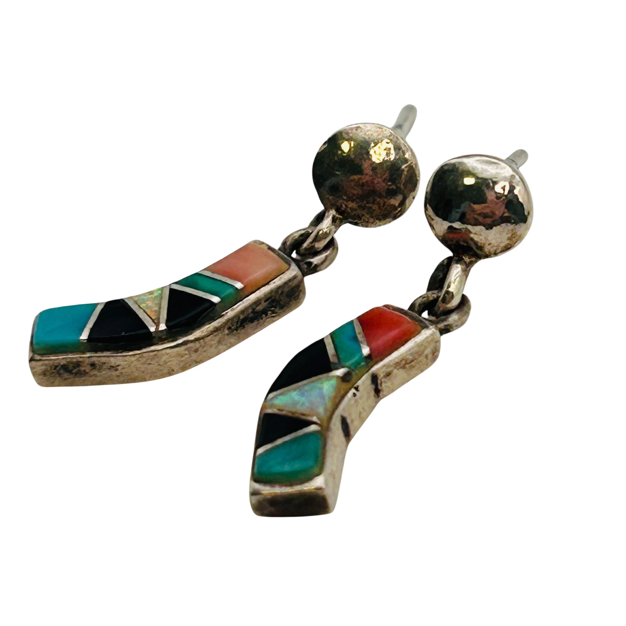 Vintage Southwest Inlay Multi-Stone Earrings