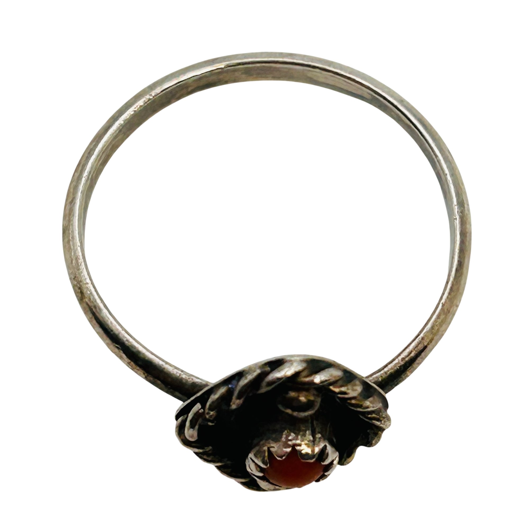 Vintage Navajo Sterling Coral Ring Sz 7