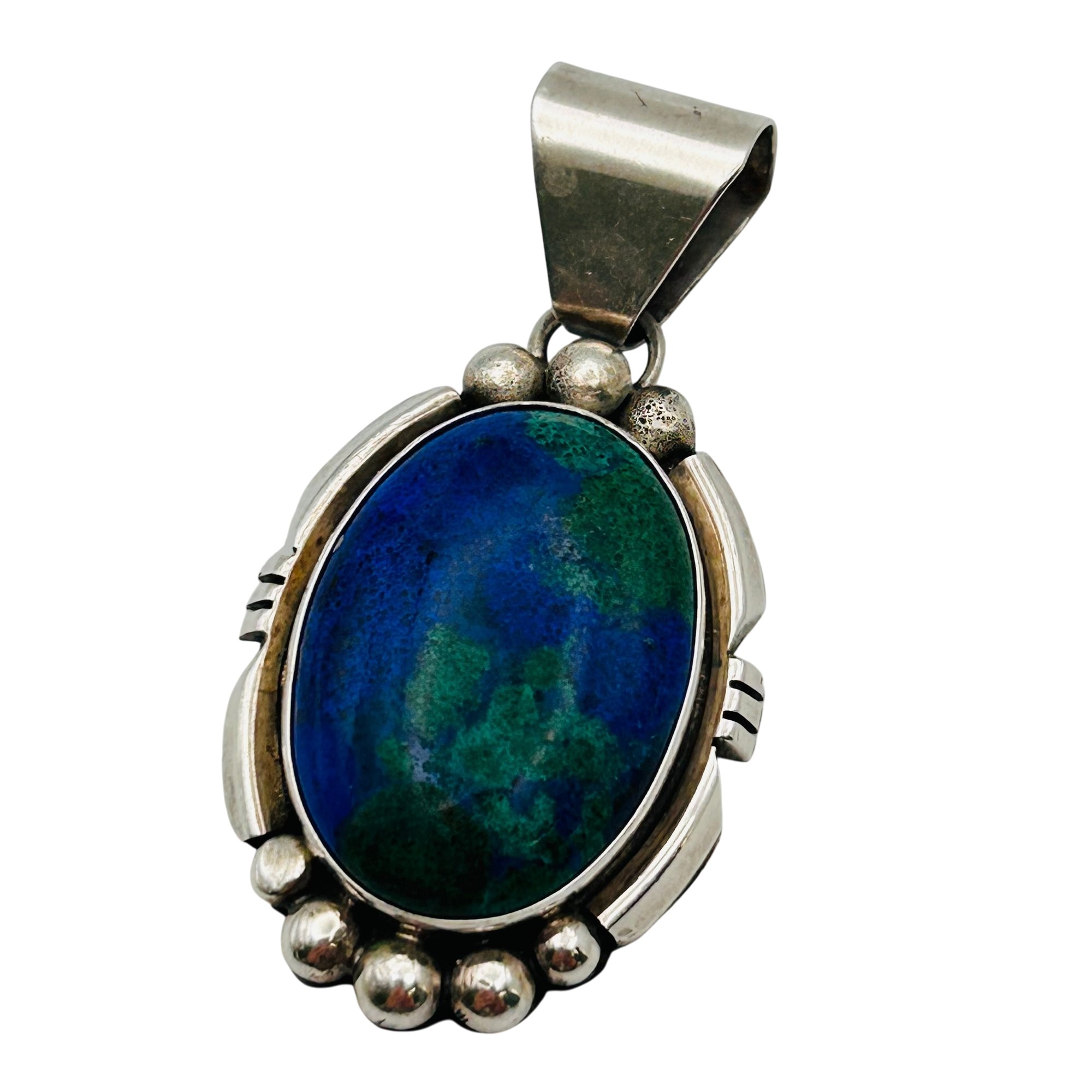 Signed Navajo Sterling Azurmalachite Pendant