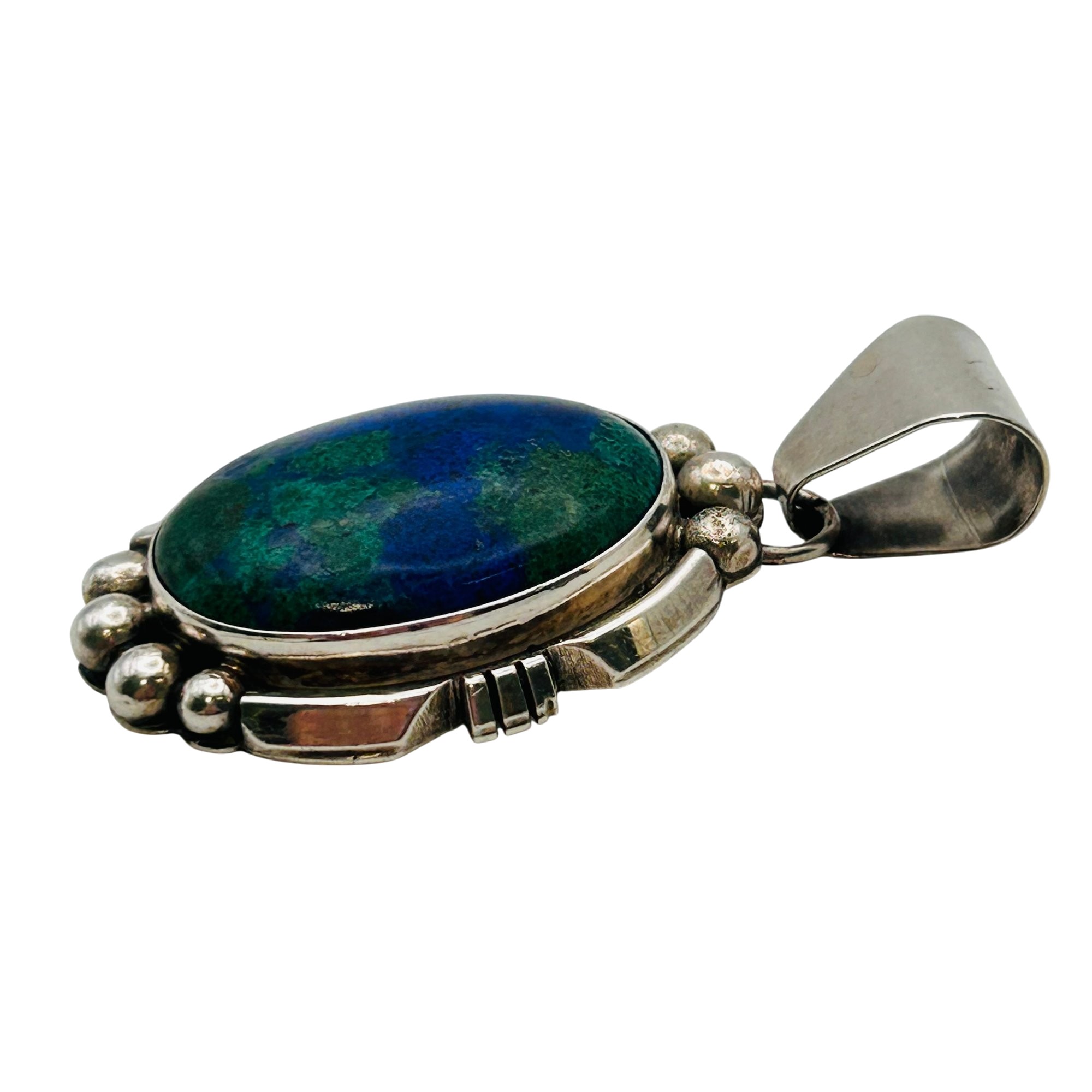 Signed Navajo Sterling Azurmalachite Pendant