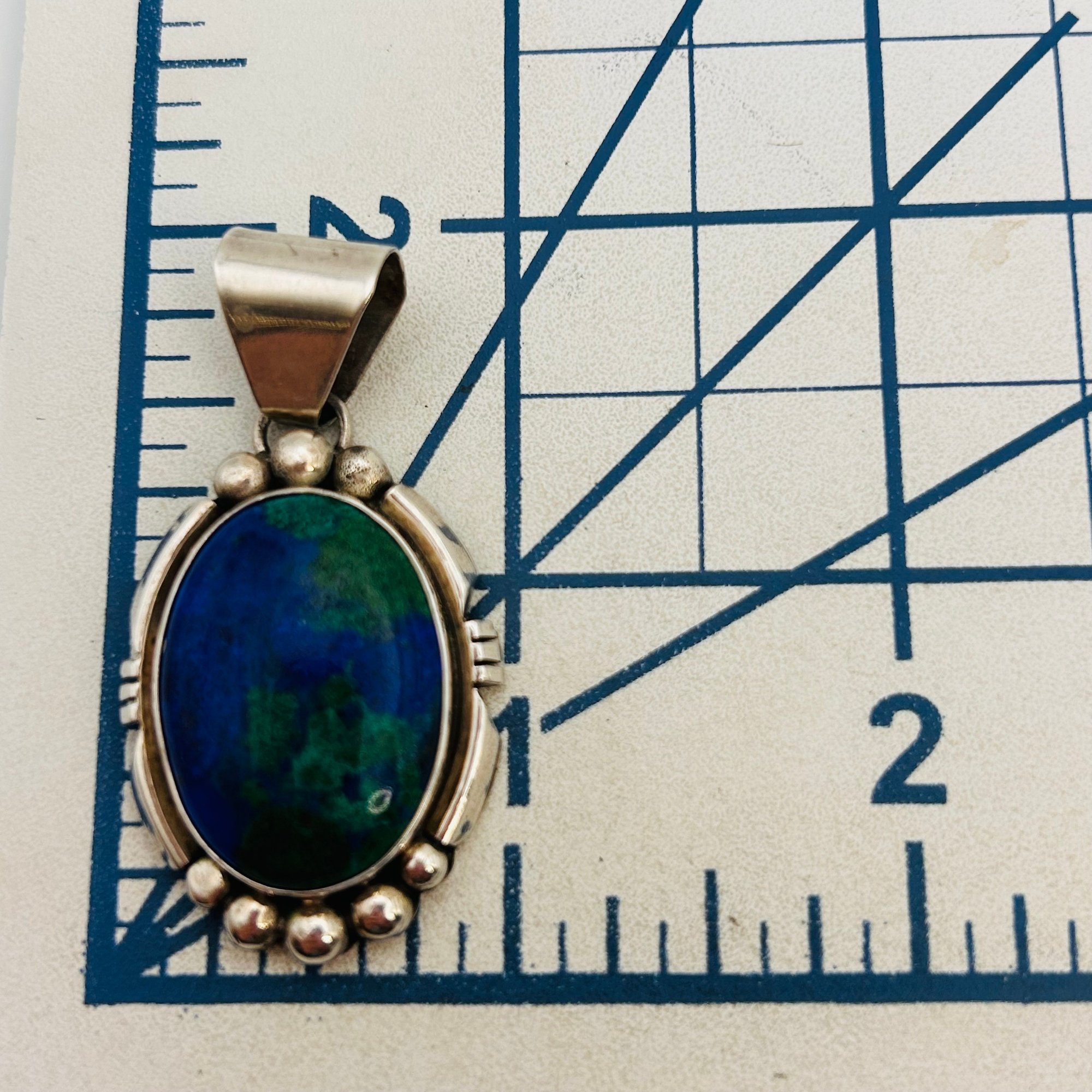 Signed Navajo Sterling Azurmalachite Pendant