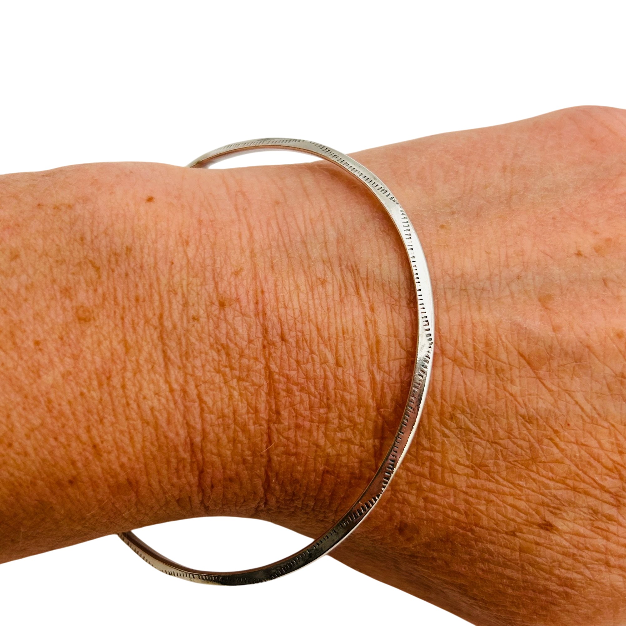 Navajo Sterling Stamped Bangle Bracelet