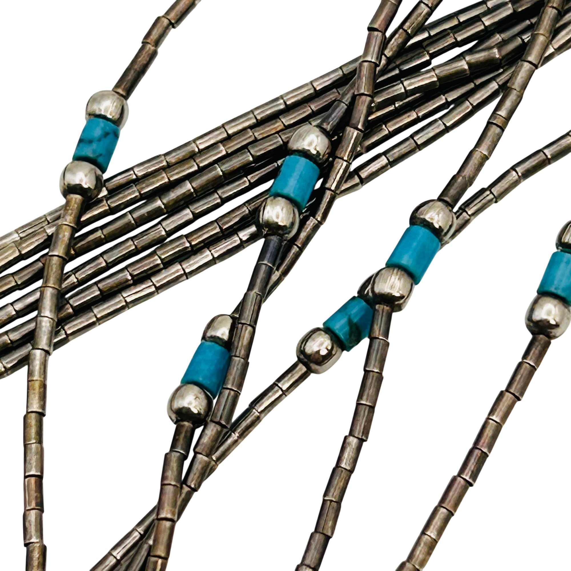 Southwest Sterling Liquid Silver Three Strand Necklace