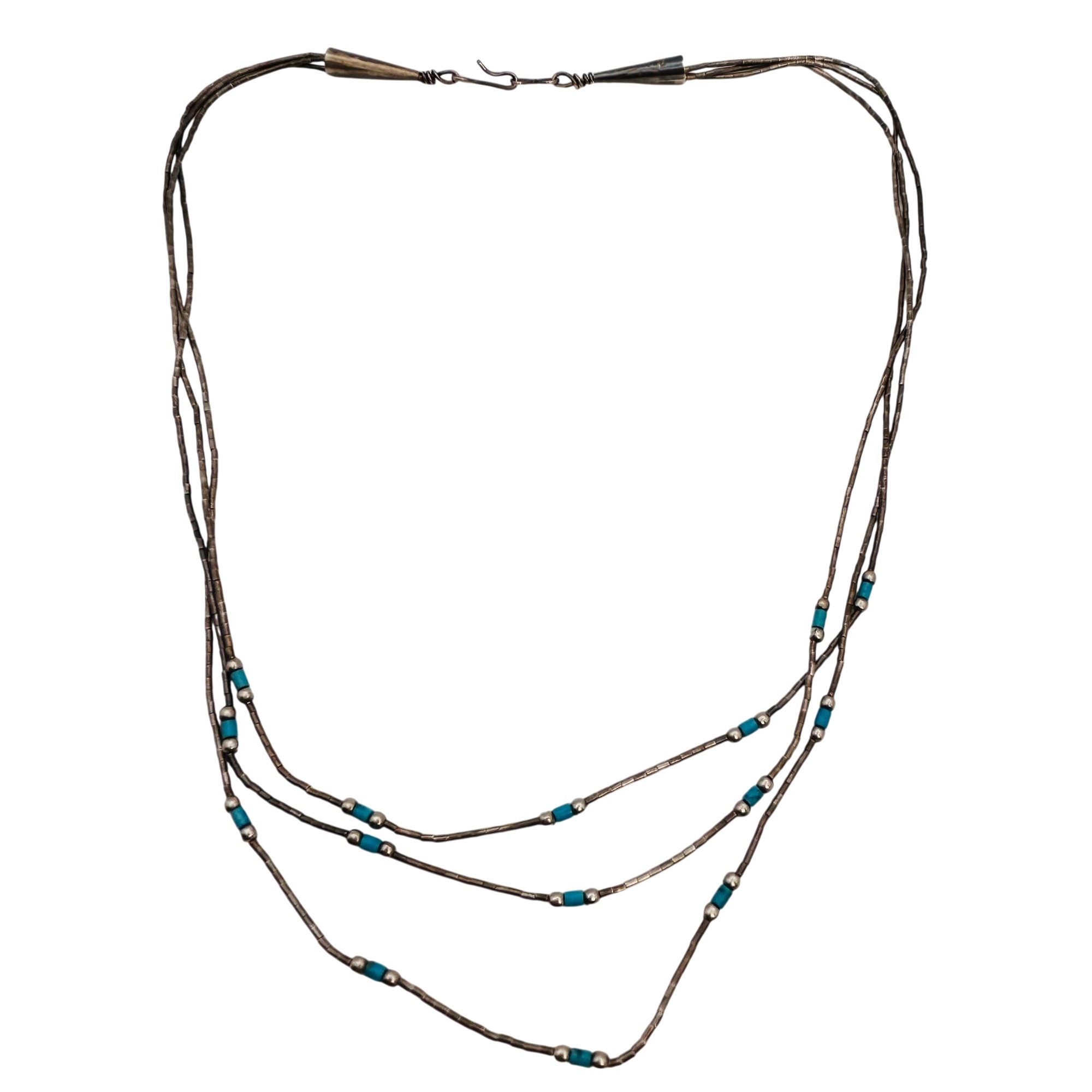 Southwest Sterling Liquid Silver Three Strand Necklace