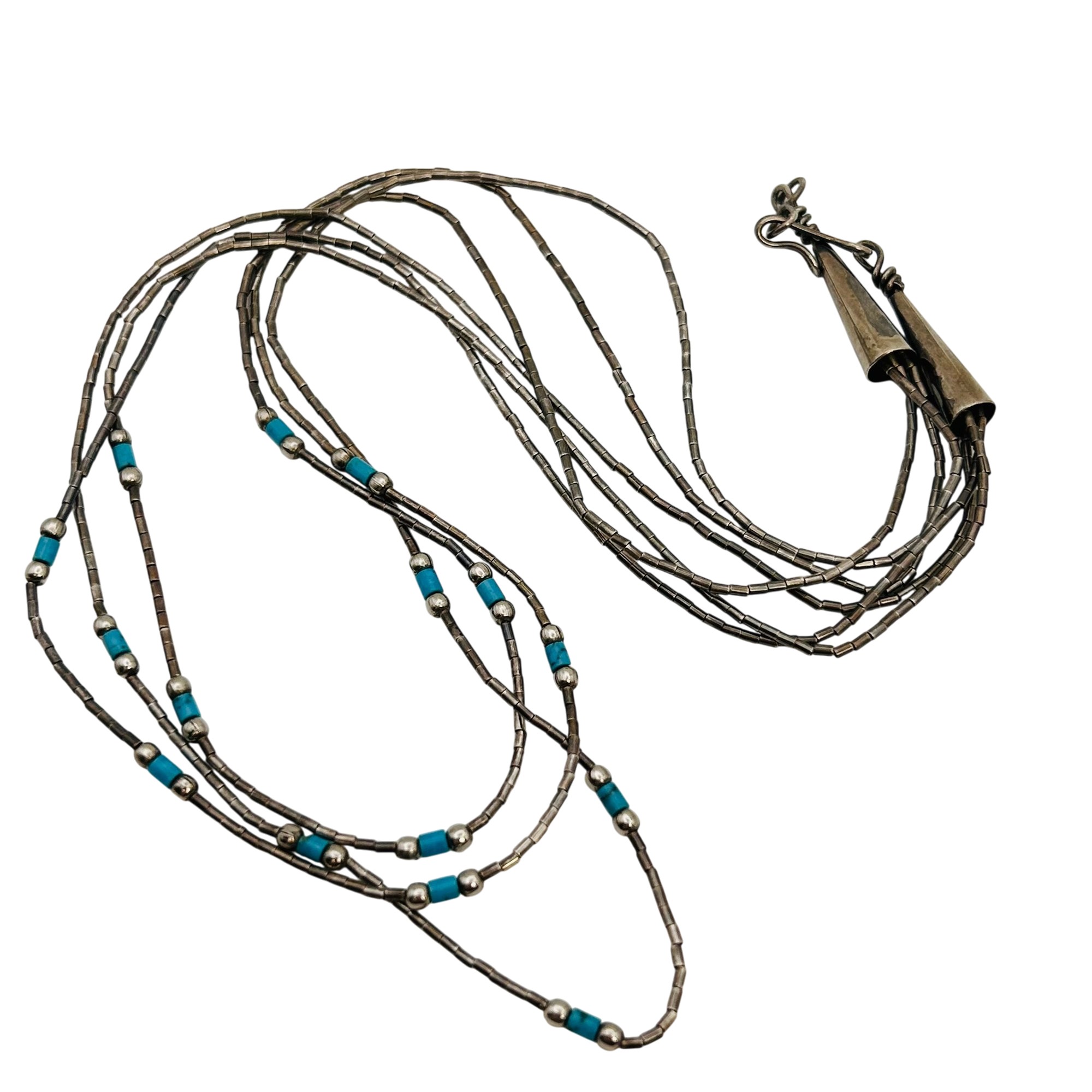 Southwest Sterling Liquid Silver Three Strand Necklace