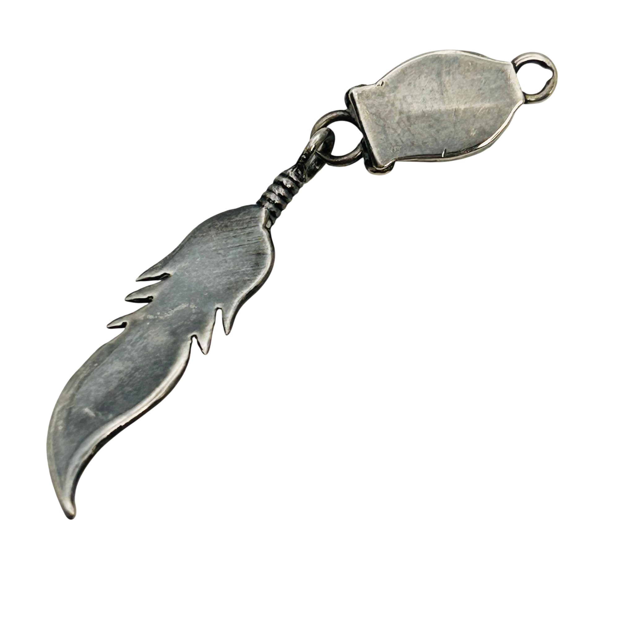 Southwest Sterling Turquoise Feather Pendant