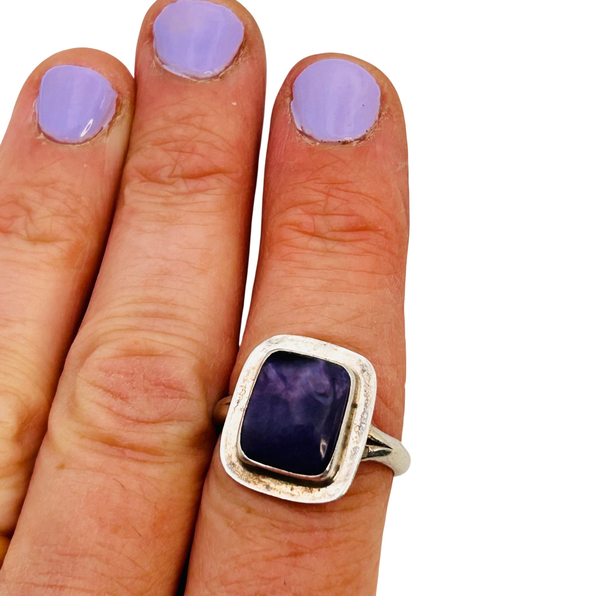 Navajo Sterling Charoite Ring Sz 9.5