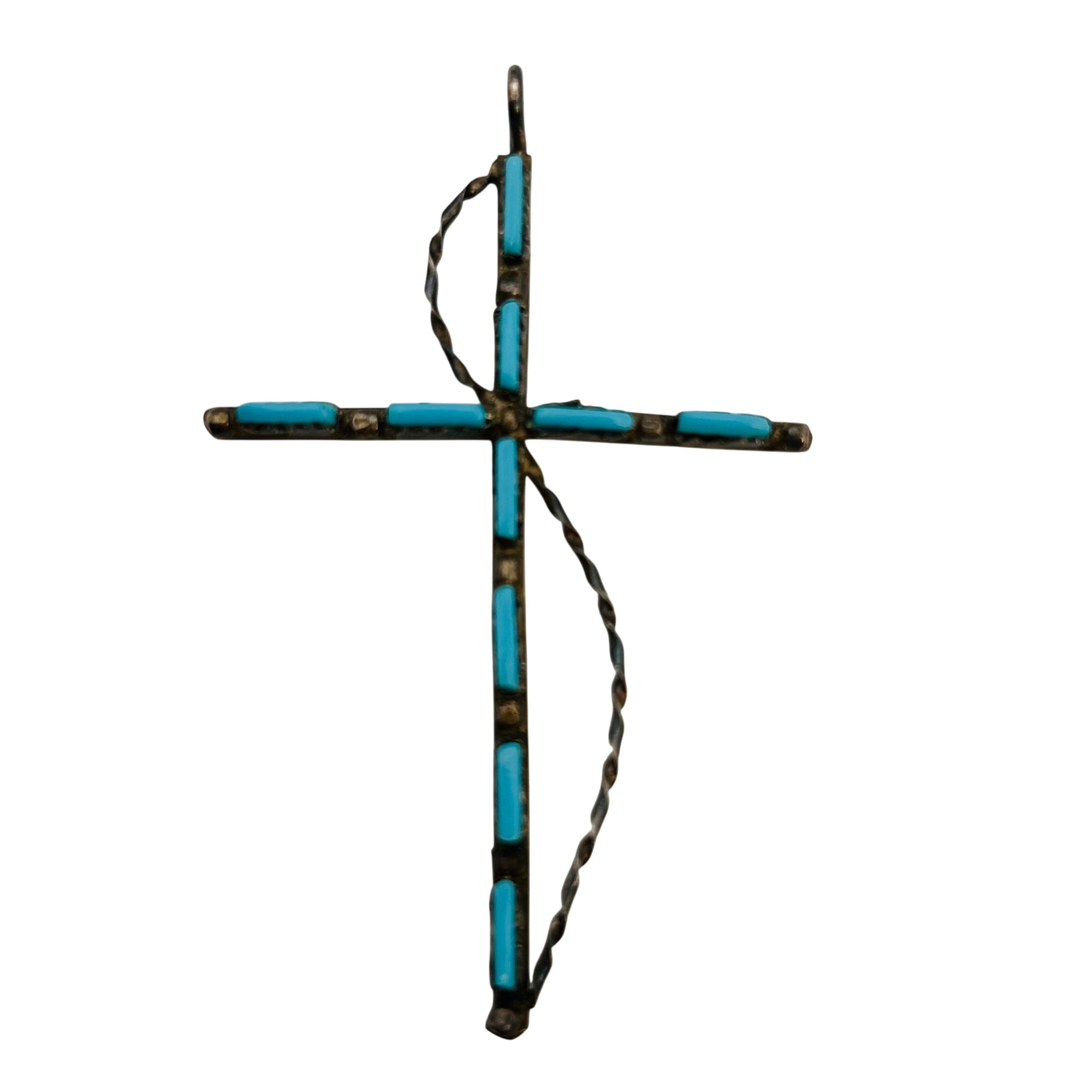 Vintage Zuni Sterling Needlepoint Cross Pendant