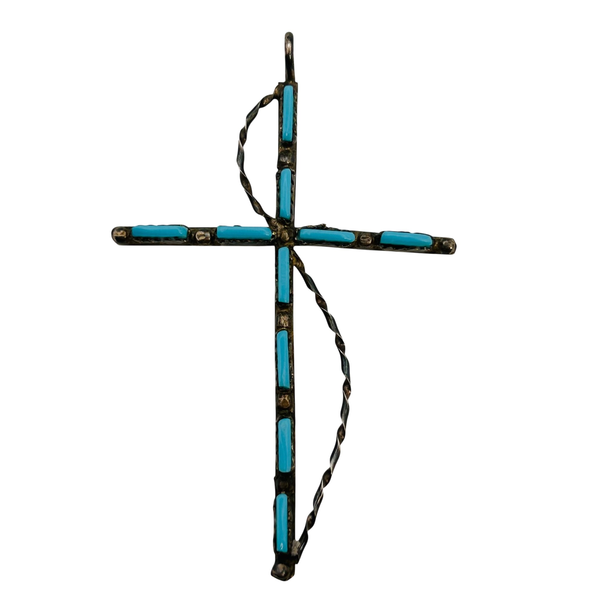 Vintage Zuni Sterling Needlepoint Cross Pendant