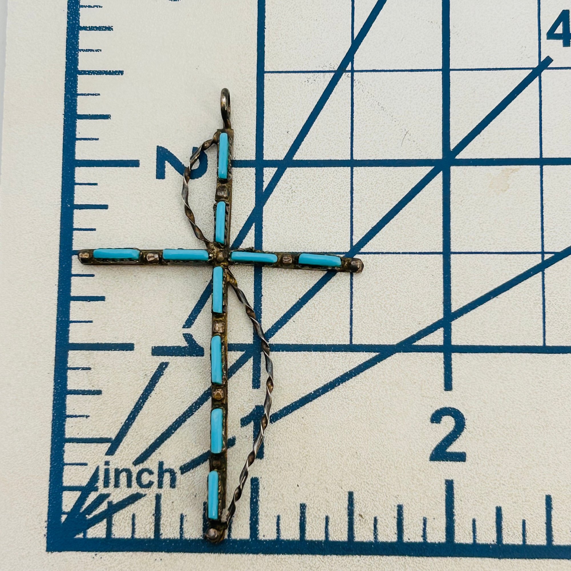 Vintage Zuni Sterling Needlepoint Cross Pendant